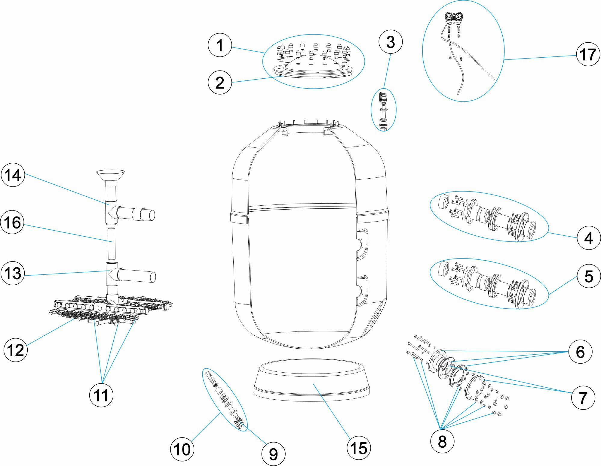 Pièces détachées pour Filtre EUROPE 1800 1,2m-4kg