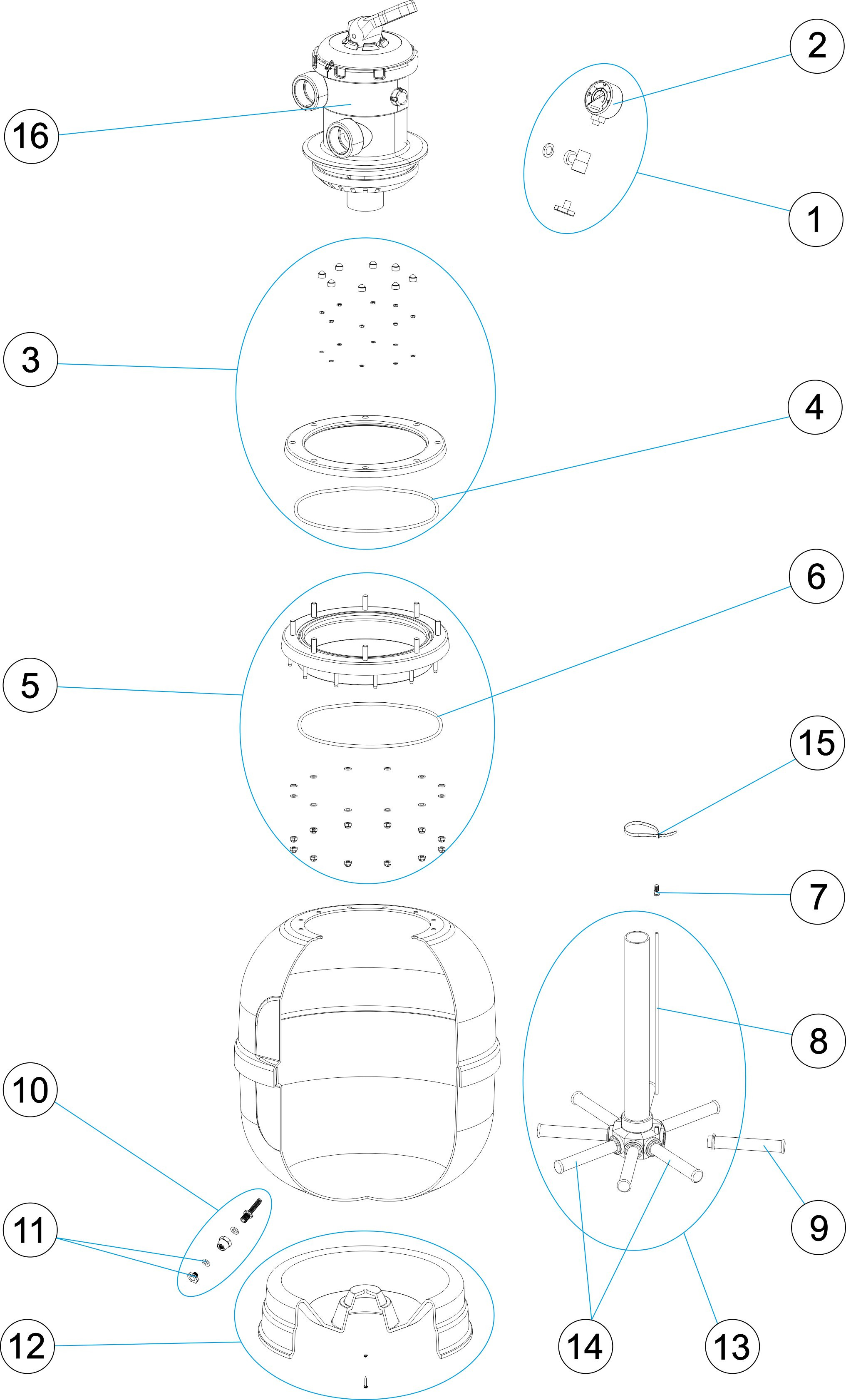 Pièces détachées pour Filtre FLORIDA II TOP