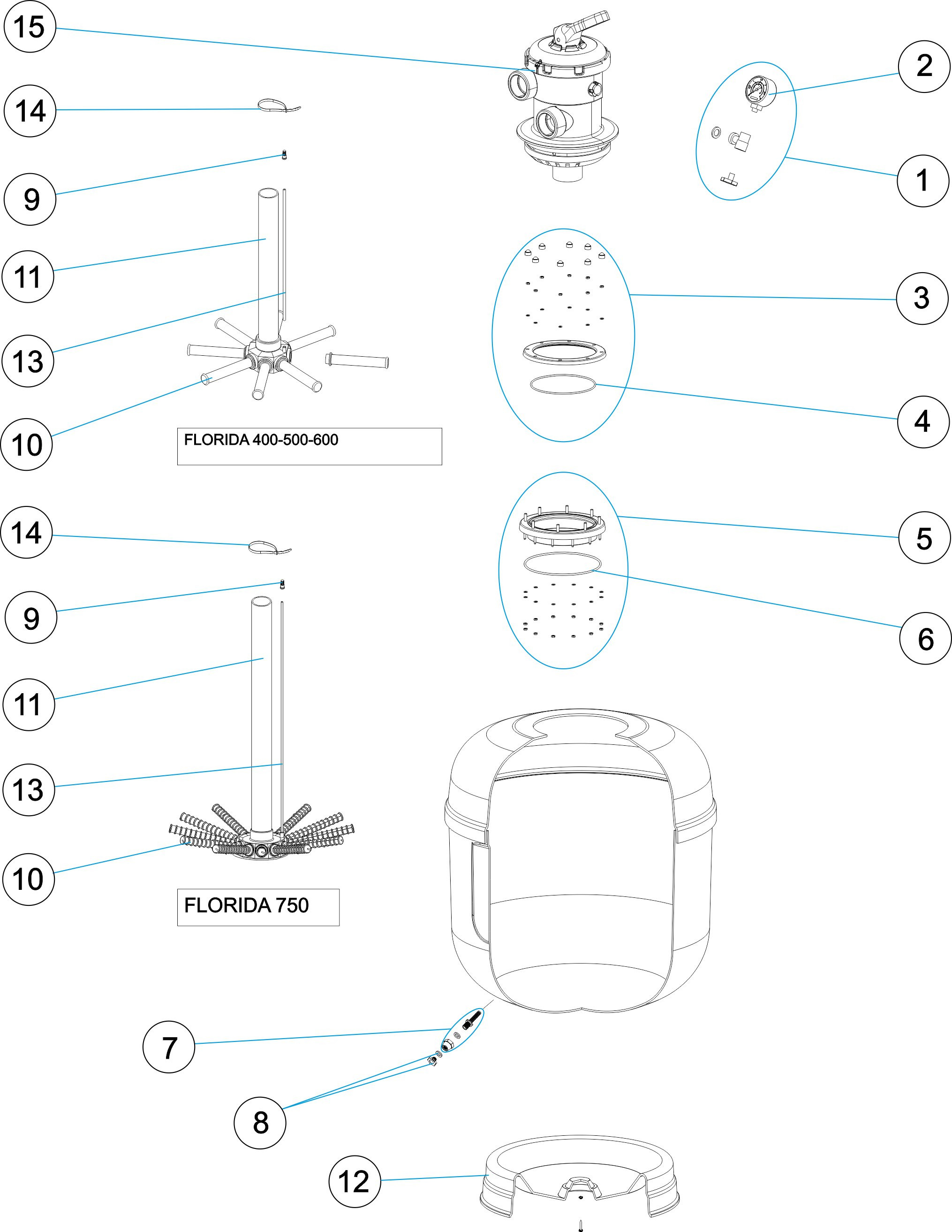 Pièces détachées pour Filtre FLORIDA TOP