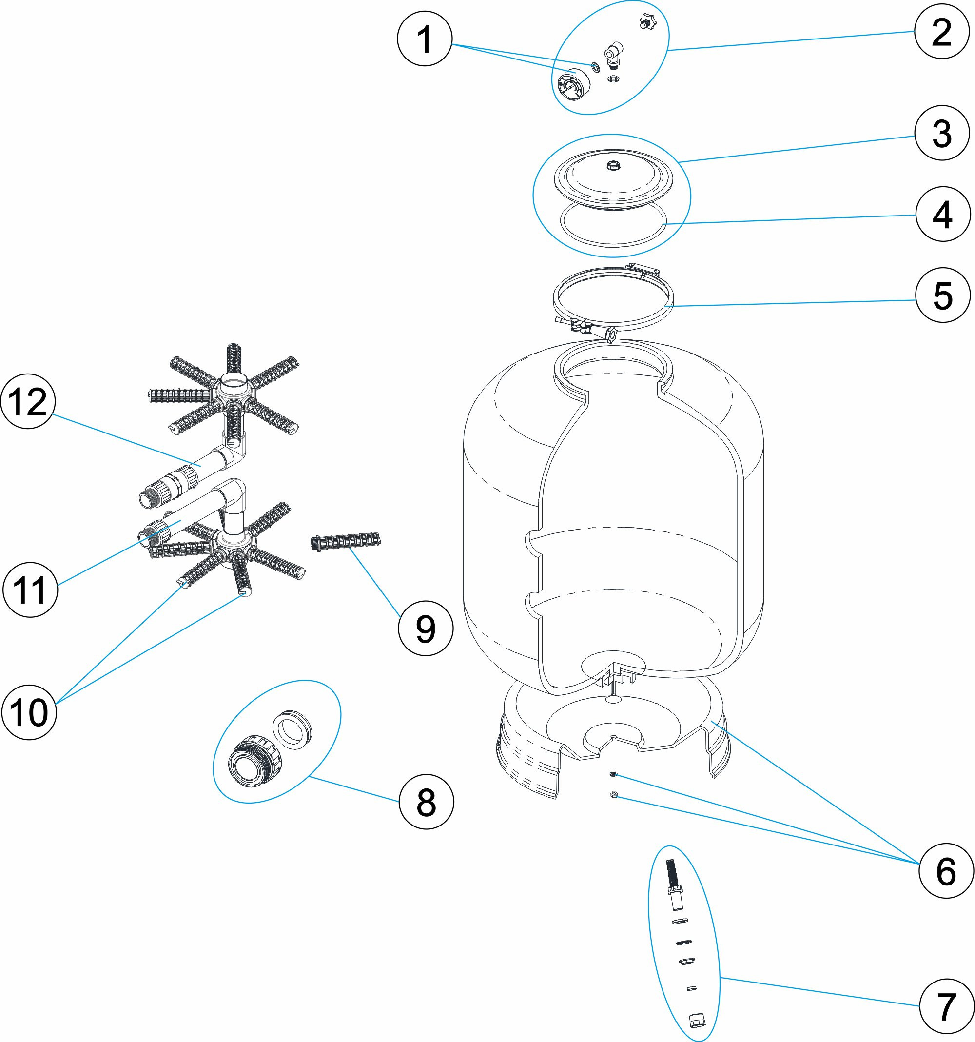 Pièces détachées pour Filtre HAWAI OC-1 diamètres 400-600