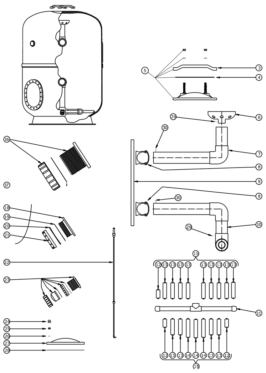 Pièces détachées pour Filtre LCX/LCP-1200 (Avant 2007)