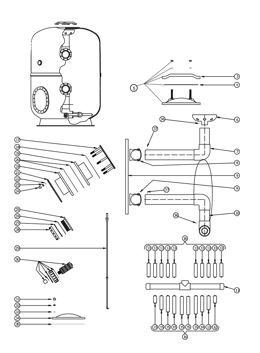 Pièces détachées pour Filtre LCX/LCP-1400 (Avant 2007)