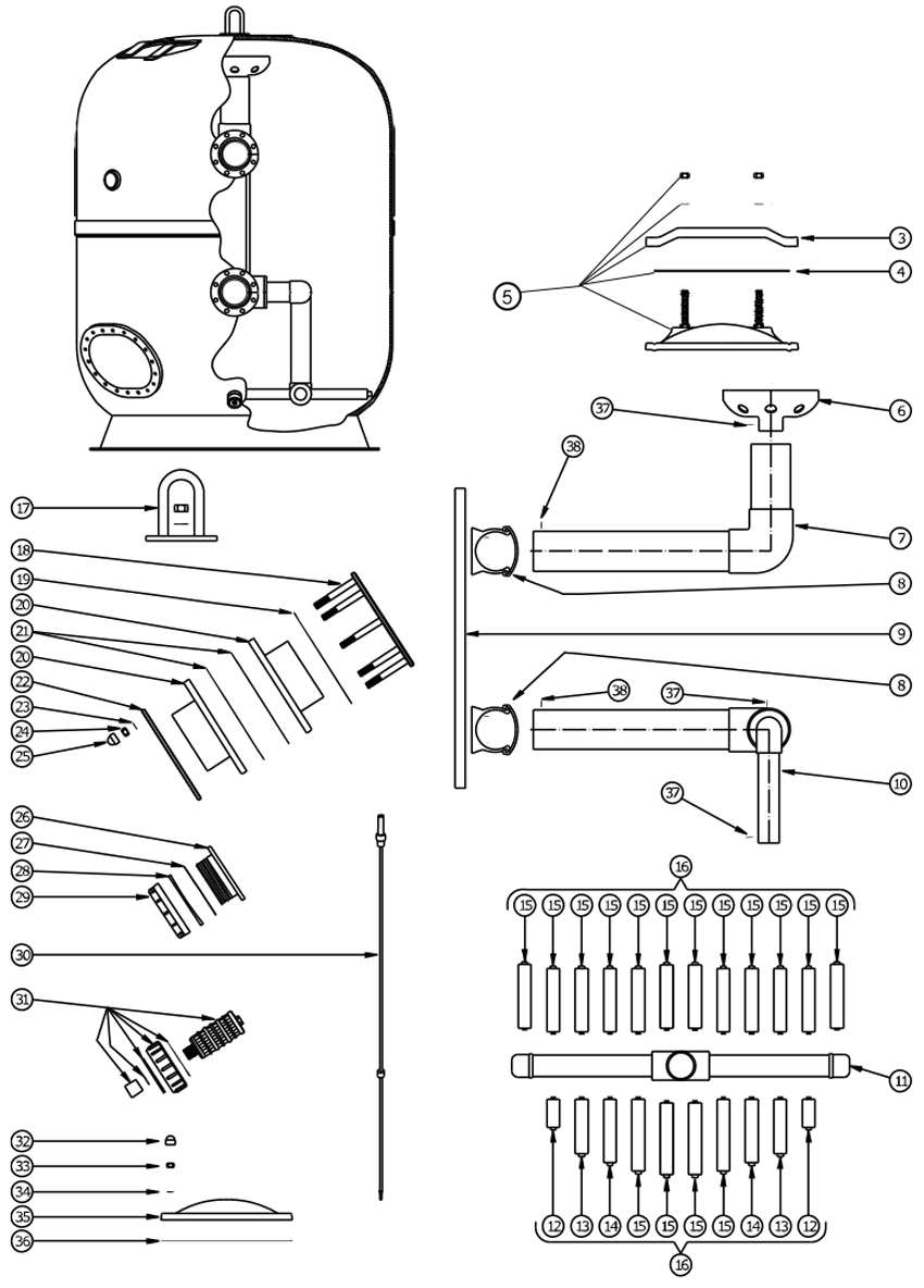 Pièces détachées pour Filtre LCX/LCP-1600 (Avant 2007)