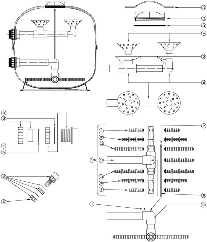 Pièces détachées pour Filtre LSC 30-36 connexions 2'