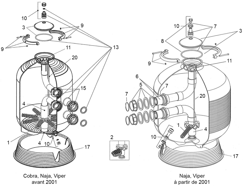 Pièces détachées pour Filtre NAJA, VIPER, COBRA