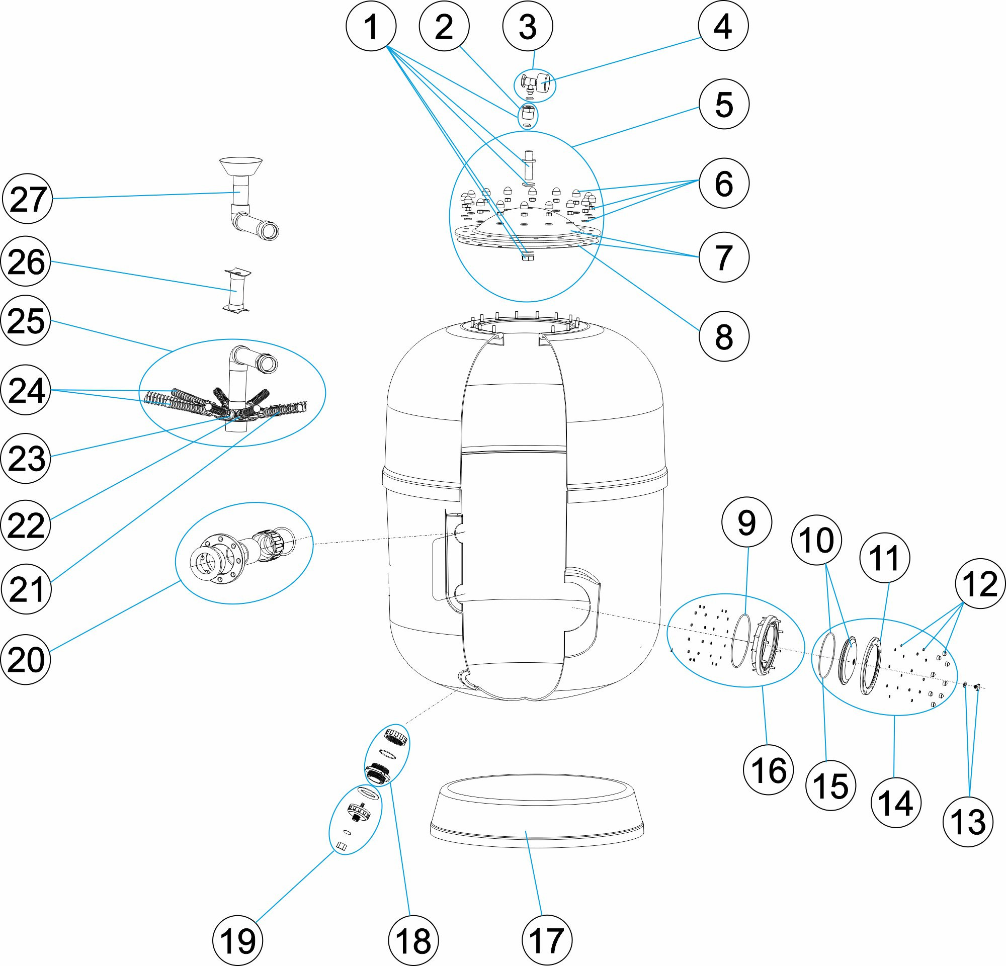 Pièces détachées pour Filtre NILO SIDE Ø 1050, 1200