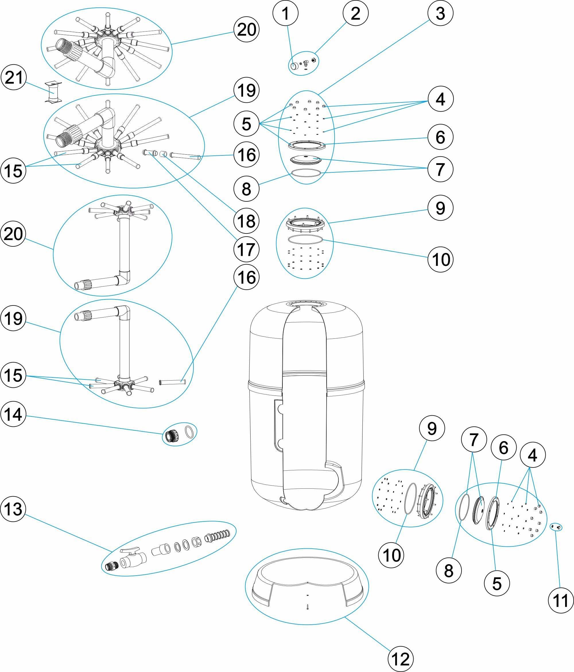 Pièces détachées pour Filtre OC-1 ARTIC side