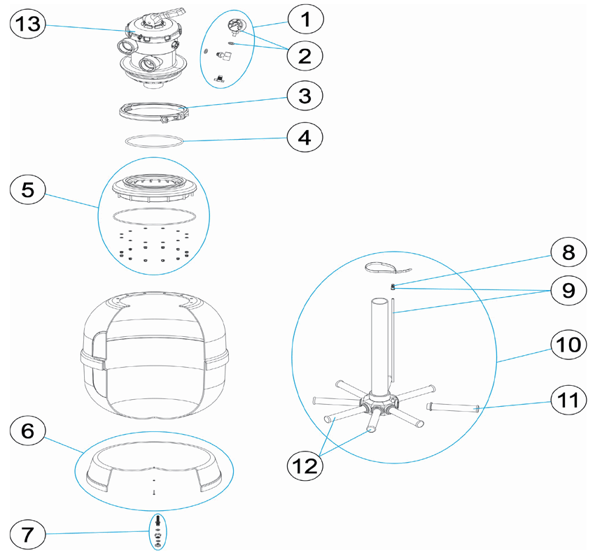 Pièces détachées pour Filtre POOOL COMFY top