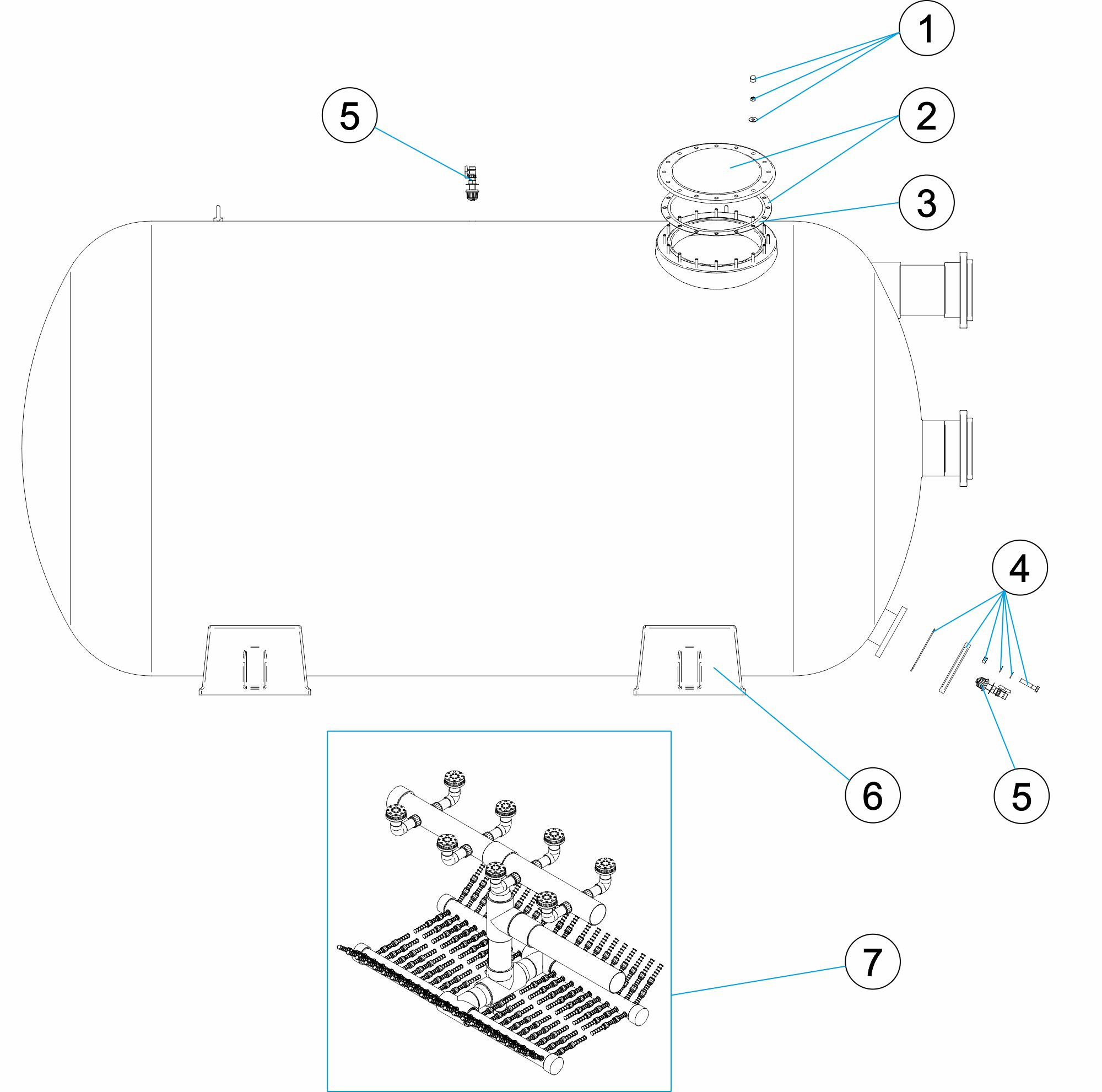 Pièces détachées pour Filtre RODAS 2000x2500 2,5-4BAR
