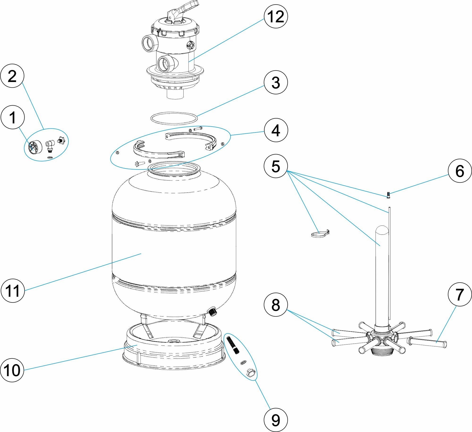 Pièces détachées pour Filtre TOP Ø 400-450-500-600