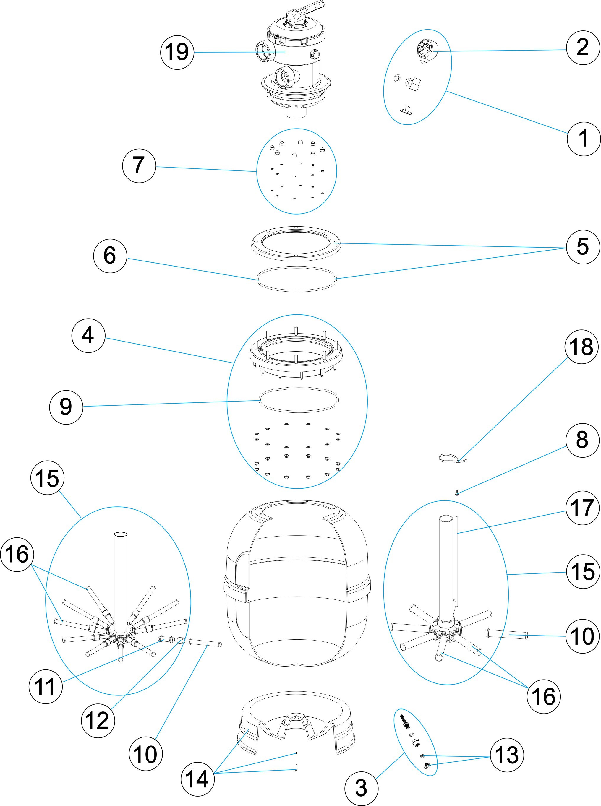 Pièces détachées pour Filtre UVE TOP