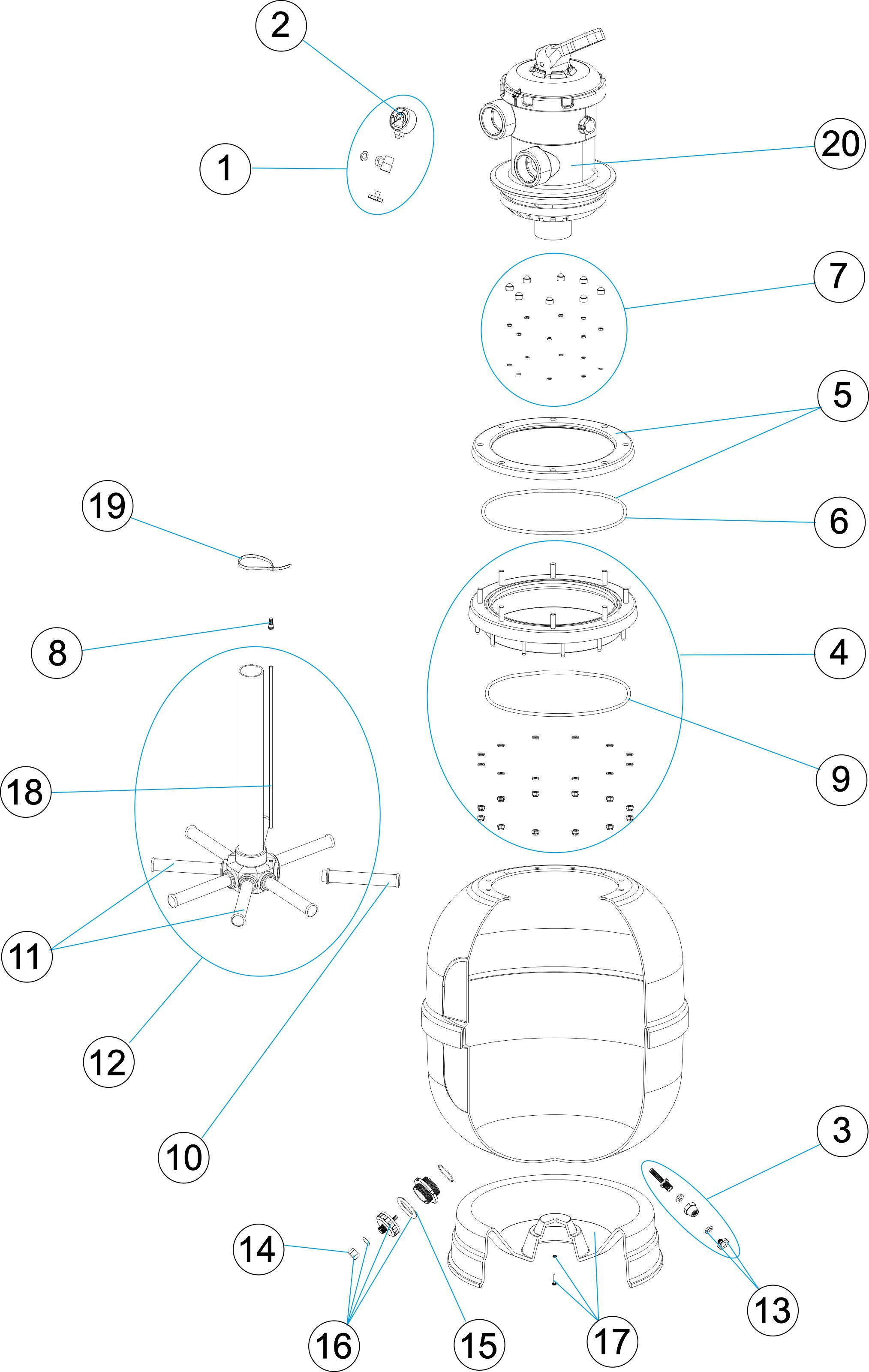 Pièces détachées pour Filtre VOLCANO TOP