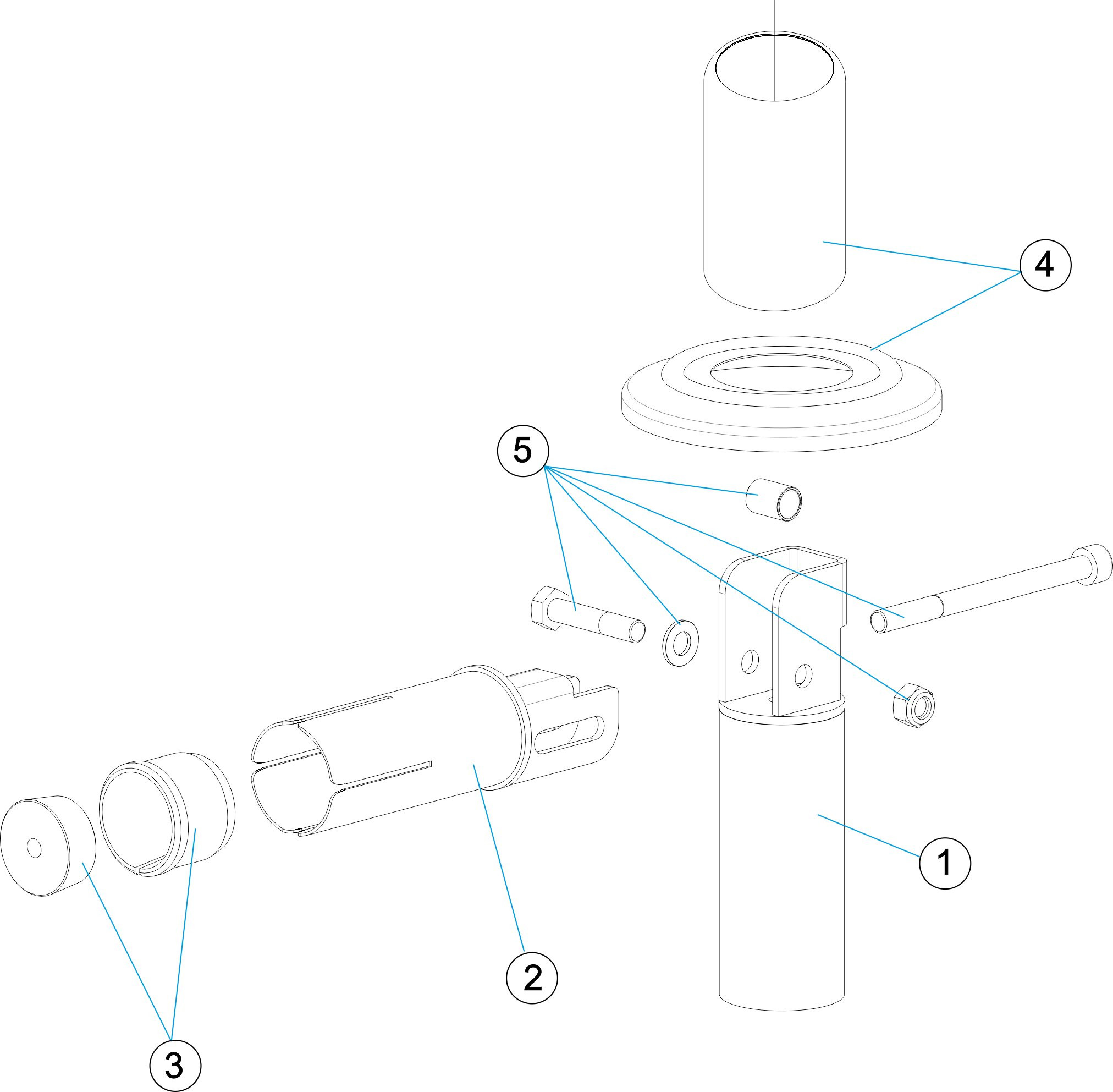 Pièces détachées pour Fixation articulée tube Ø 43 à sceller