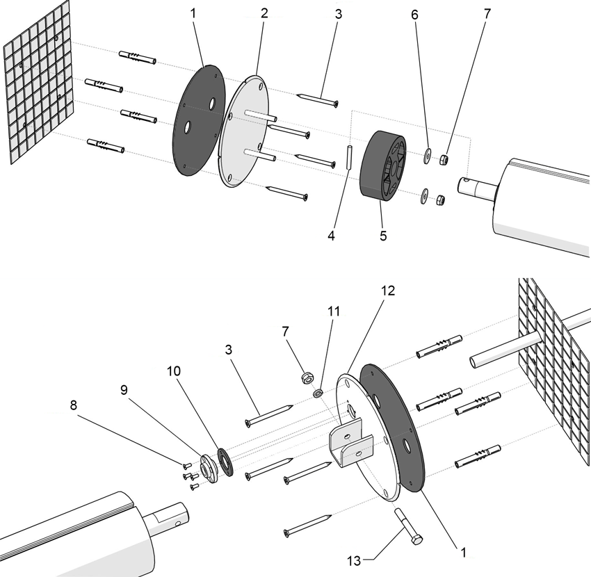 Pièces détachées pour Fixations carrelage d'enrouleur immergé