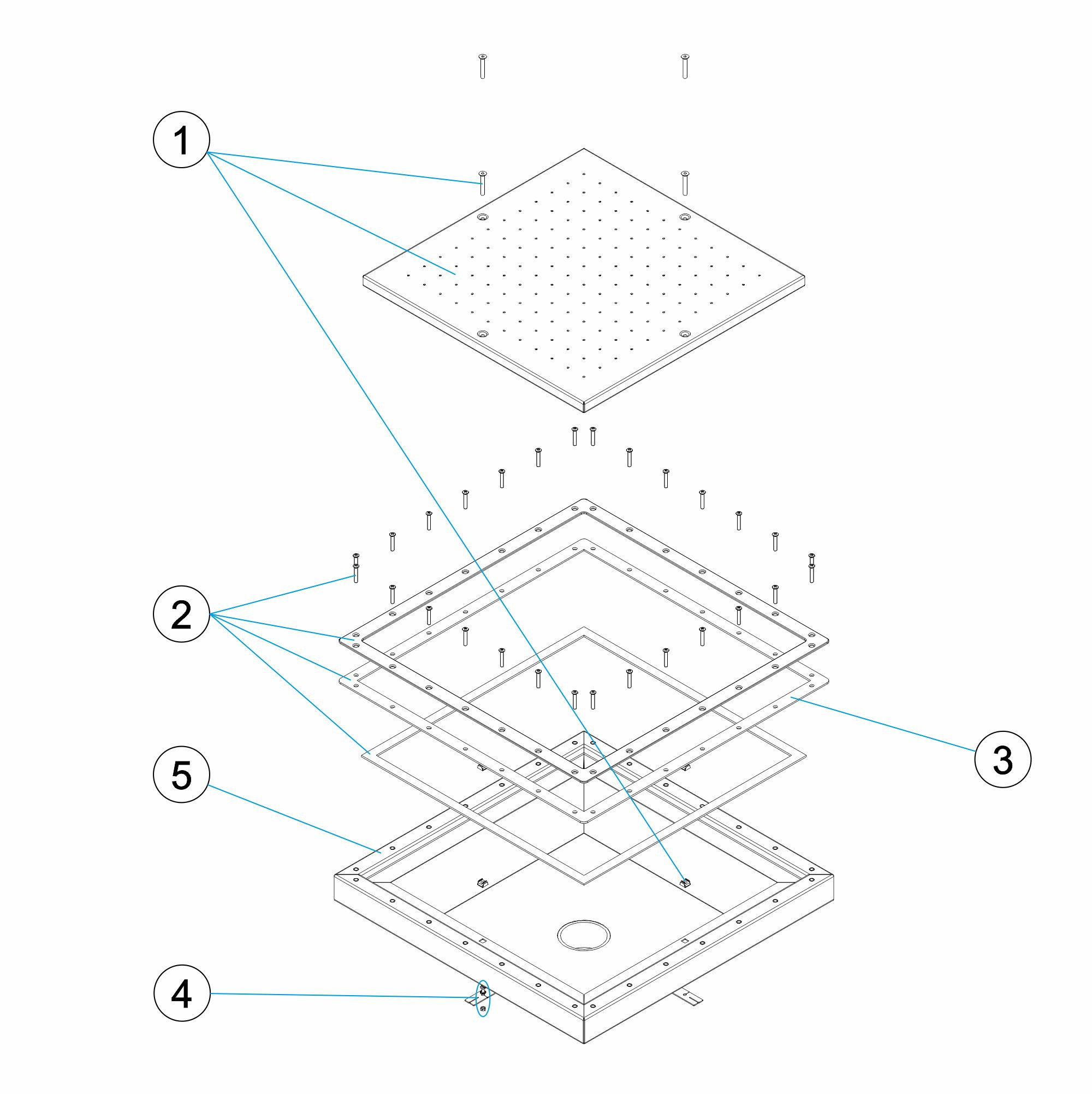 Pièces détachées pour Grille carré hydromassage LINER 550mm