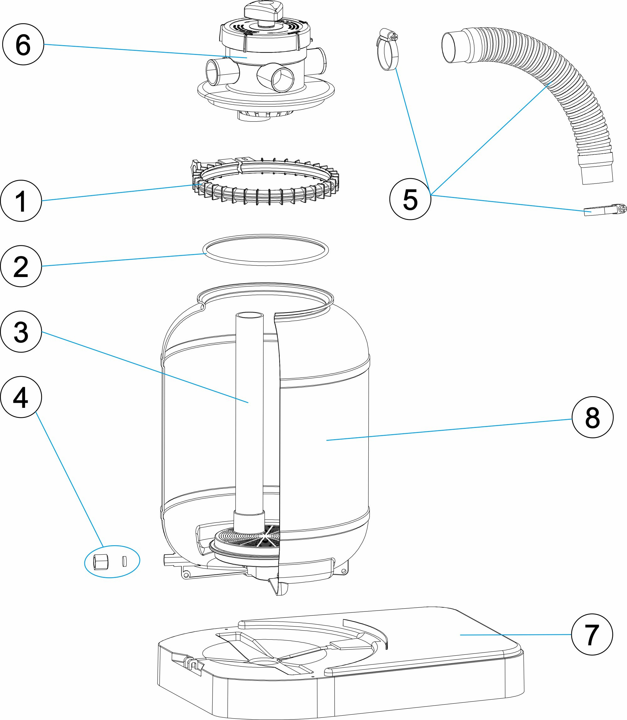 Pièces détachées pour Groupe de filtration monobloc Astral Ø 300 - 1 1/4"