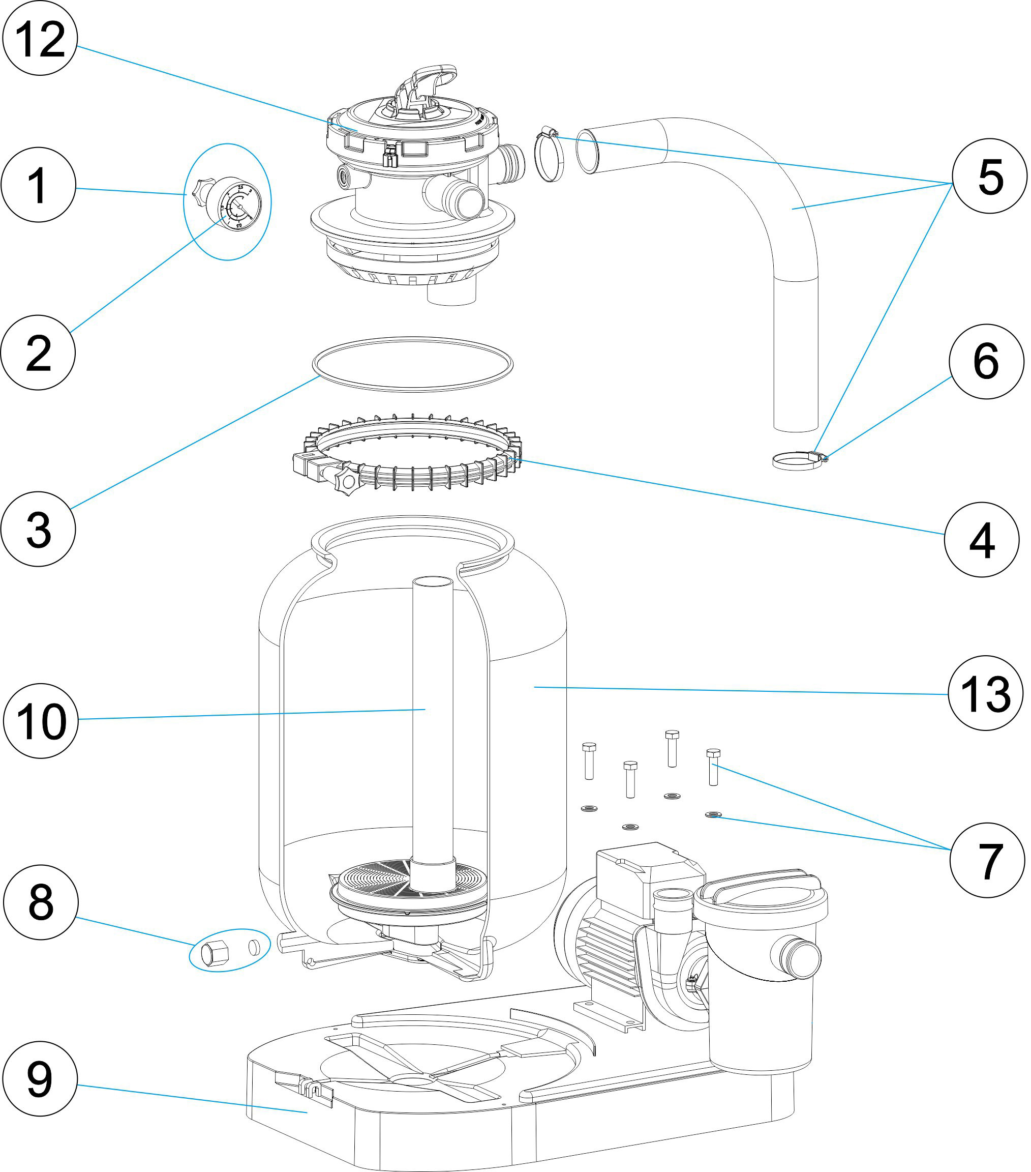 Pièces détachées pour Groupe de filtration monobloc FIJI 3 - Ø 300