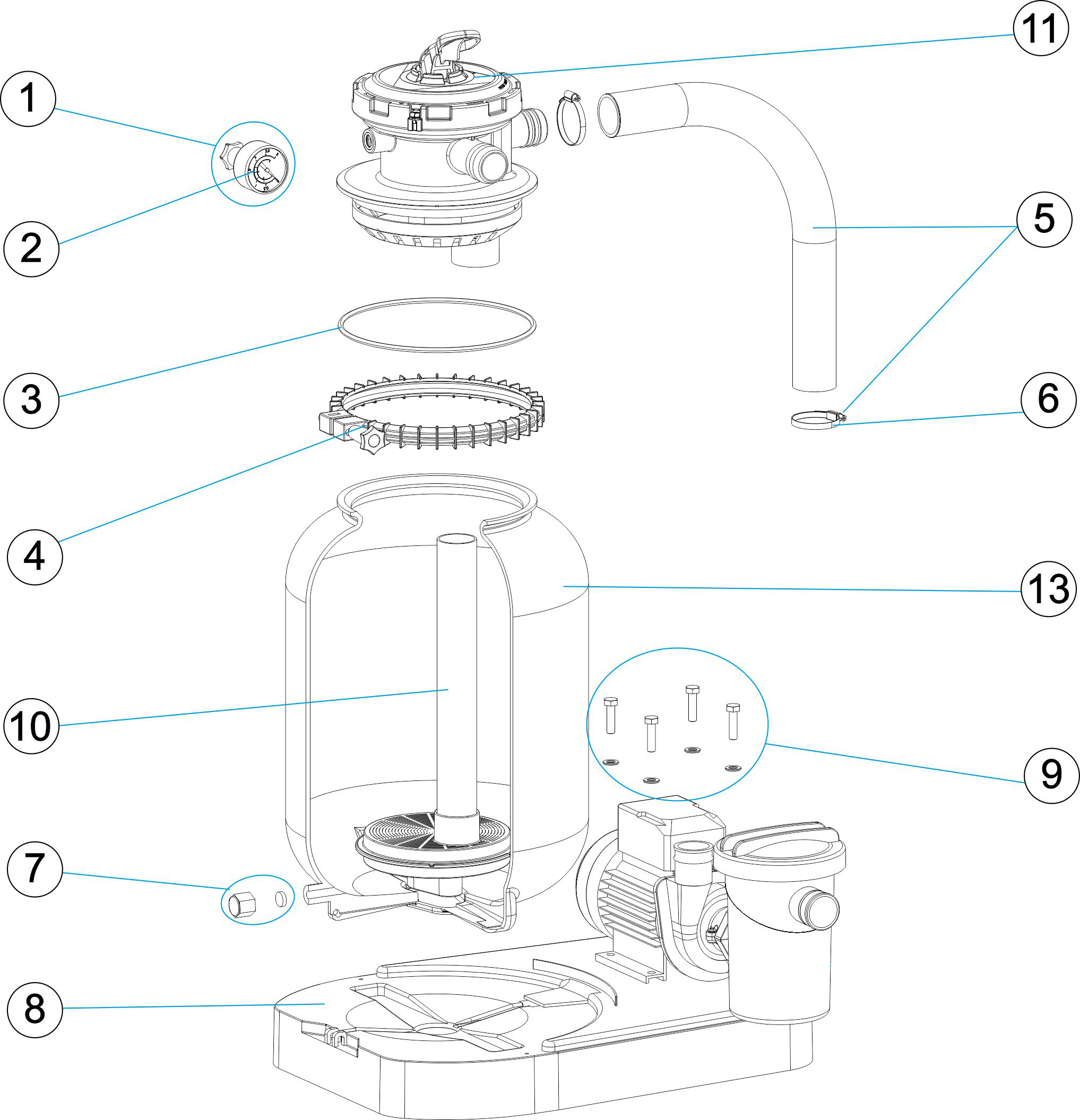 Pièces détachées pour Groupe de filtration monobloc FIJI 4 - Ø 300