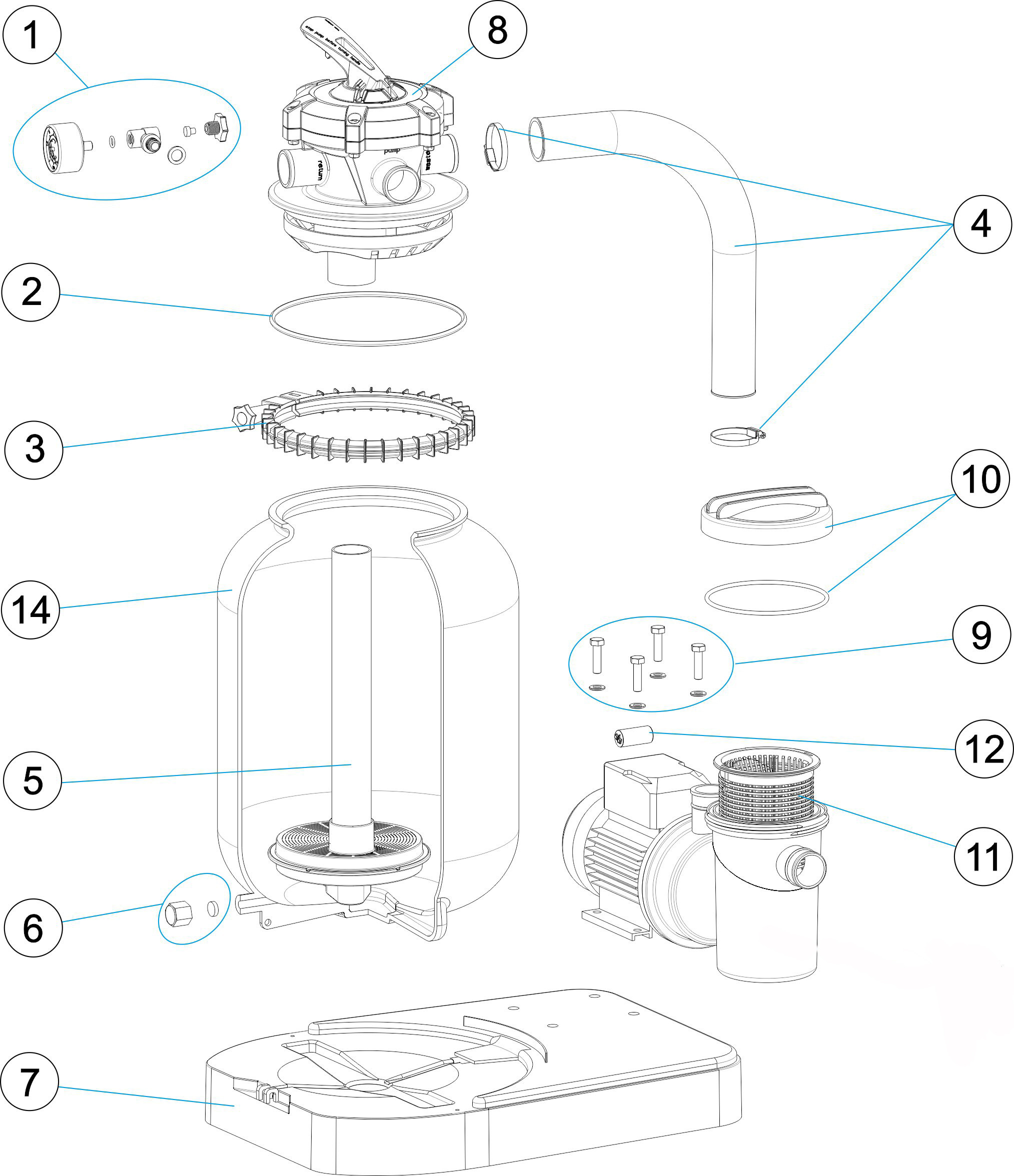 Pièces détachées pour Groupe de filtration monobloc P-XPERT 4 - Ø 300