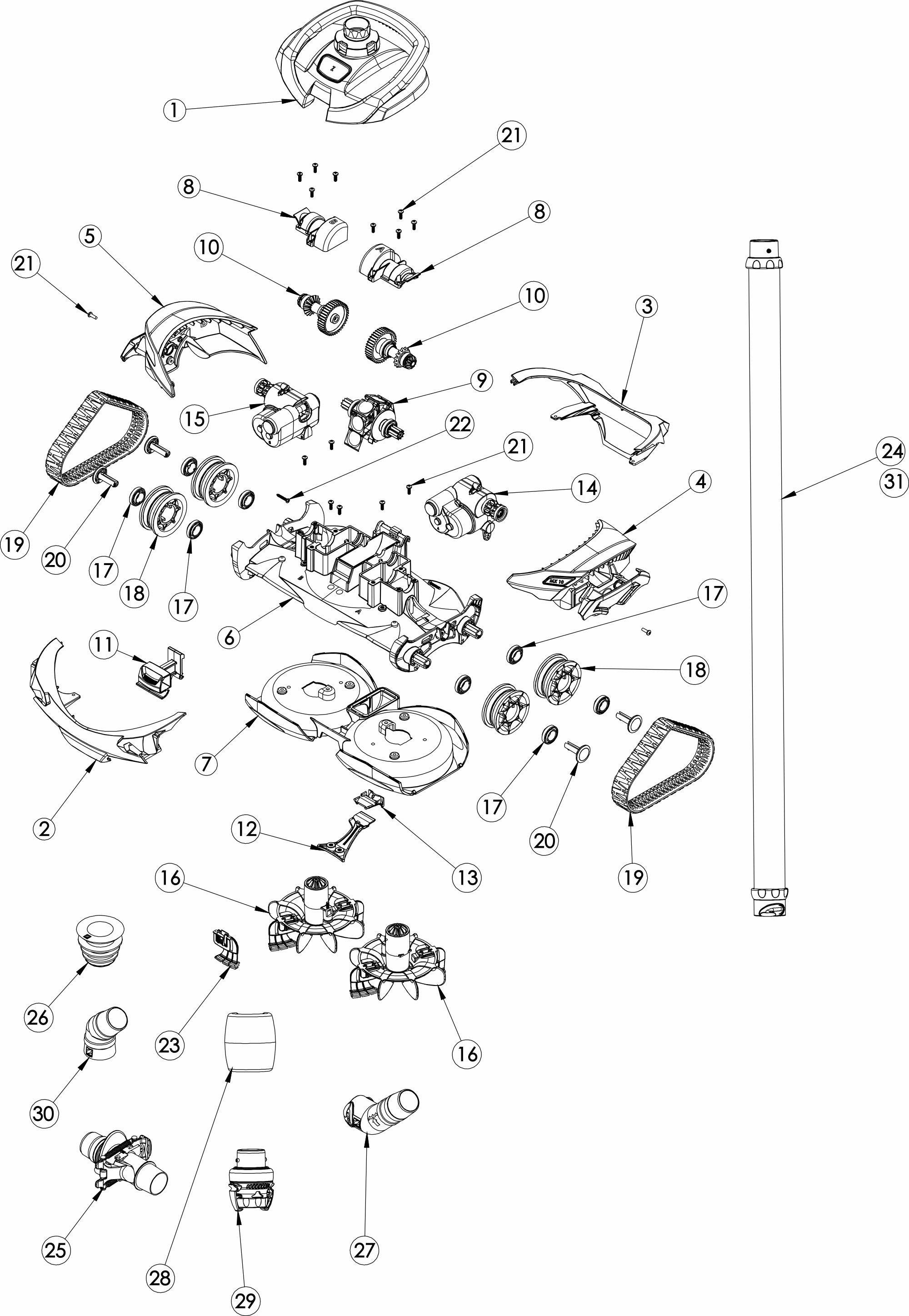 Pièces détachées pour Robot Zodiac MX10