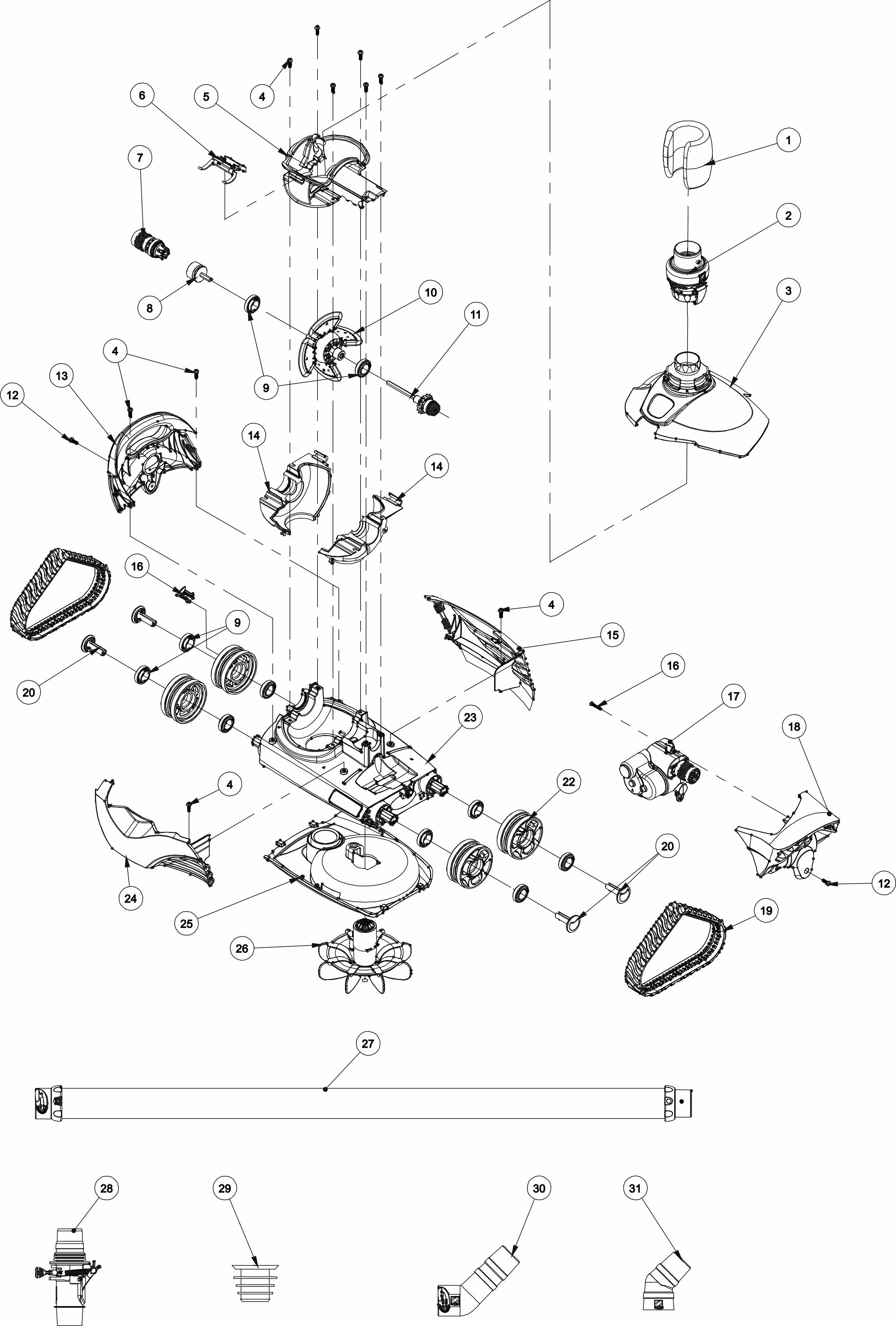 Pièces détachées pour Robot ZODIAC MX630