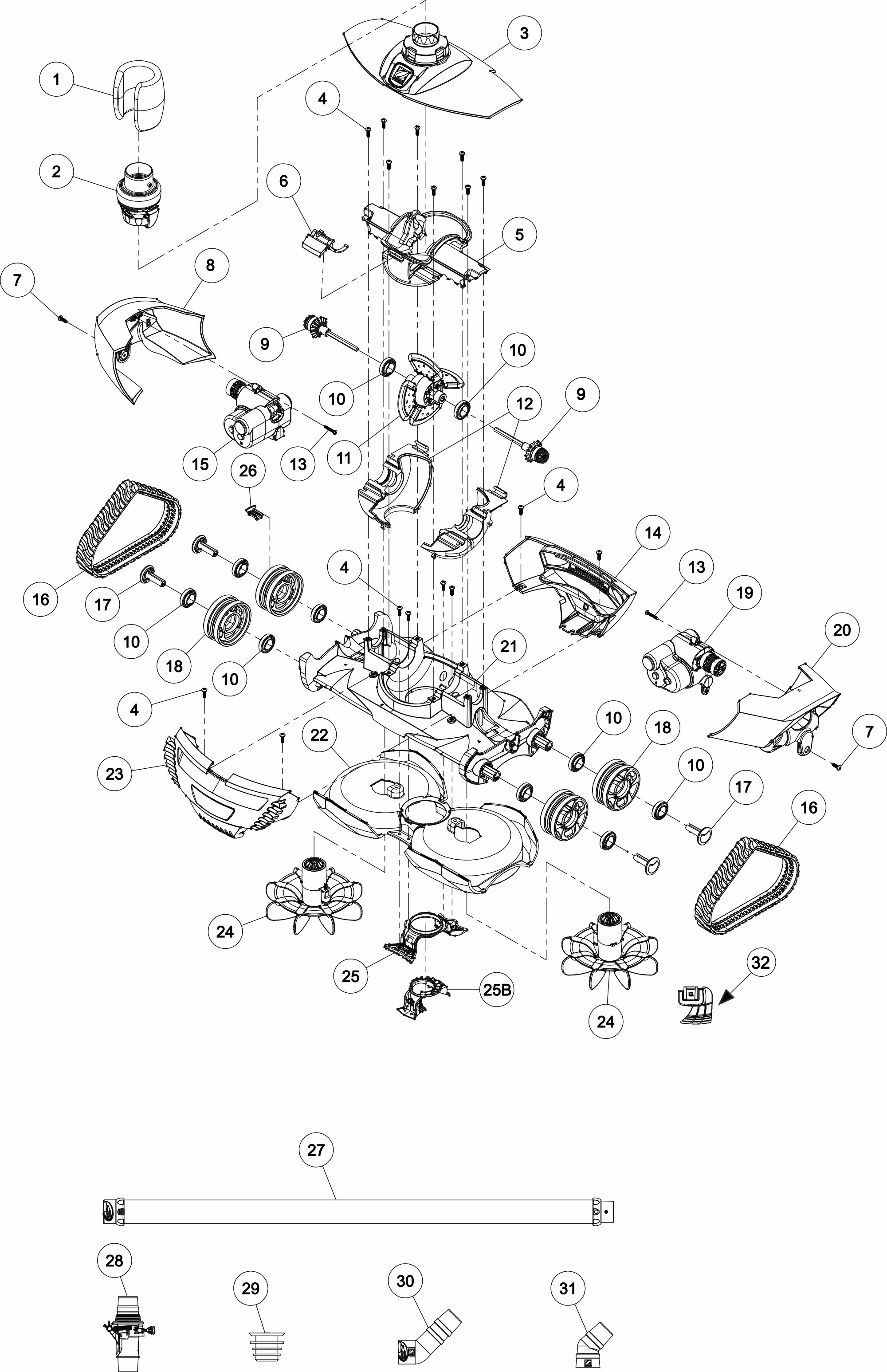 Pièces détachées pour Robot Zodiac MX9