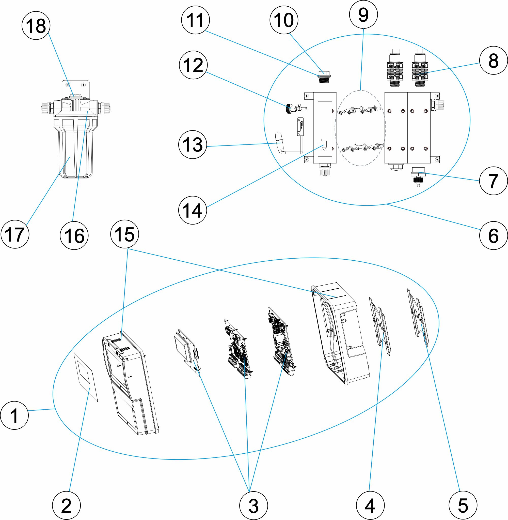 Pièces détachées pour Panneau de commande pH/Rx
