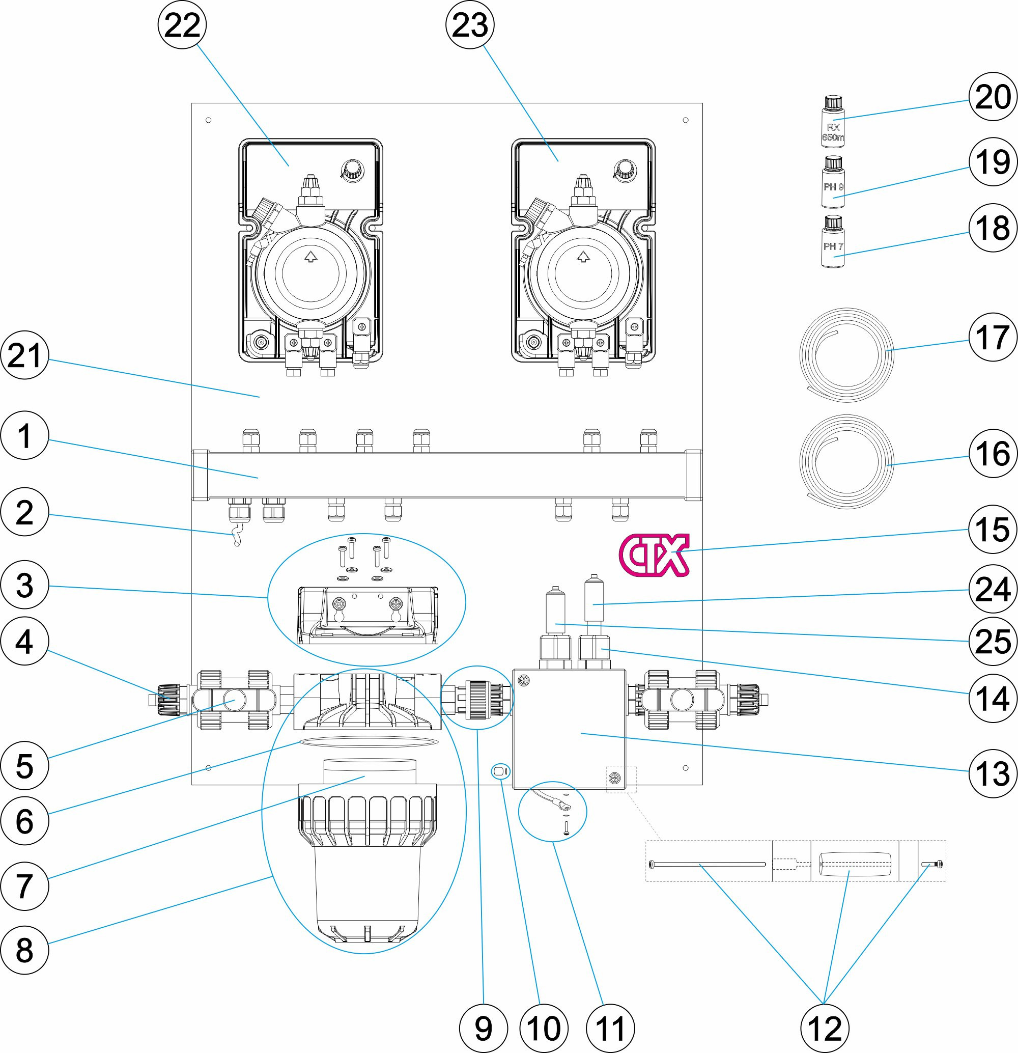 Pièces détachées pour Panneau de régulation CLASS pH-RX