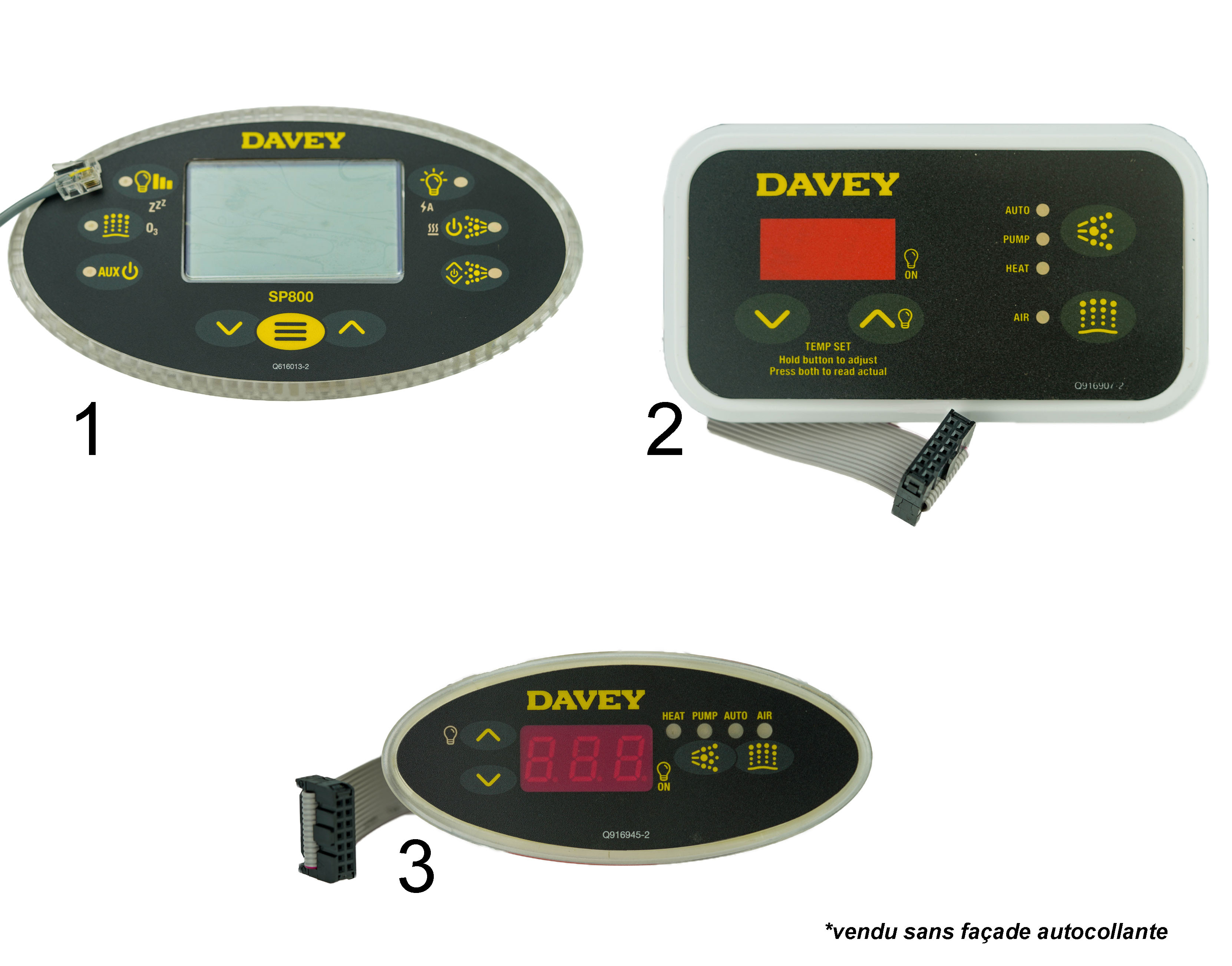 Pièces détachées pour Spas - Panneaux de commande SPA POWER SP400, SP500, SP601, SP800 et SP1200 (DAVEY)