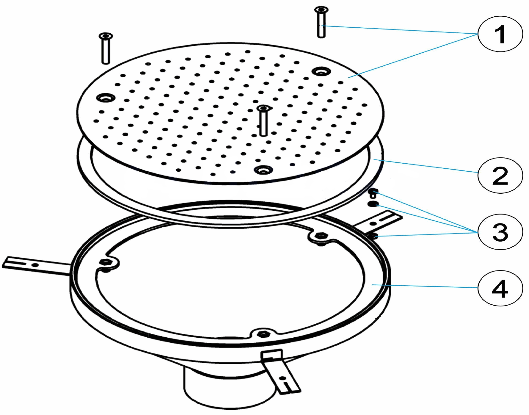 Pièces détachées pour Plaque de fond ronde hydromassage Ø 300 mm - BETON