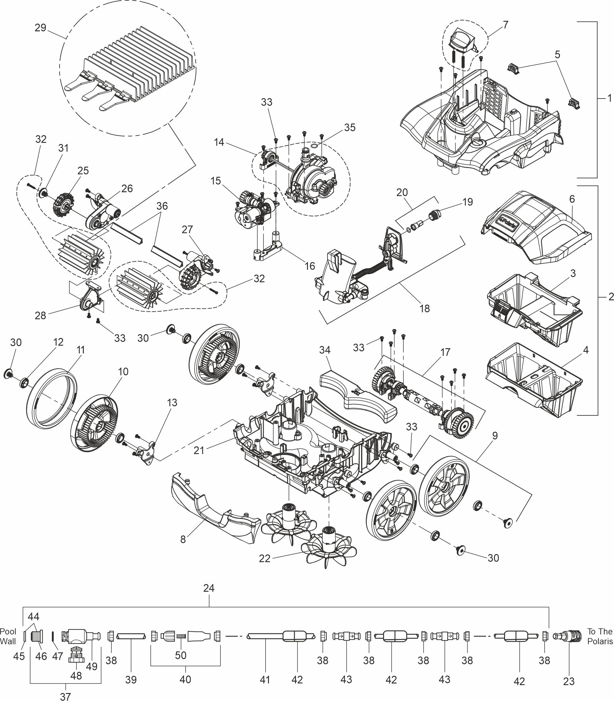 Pièces détachées pour Robot Polaris QUATTRO P40