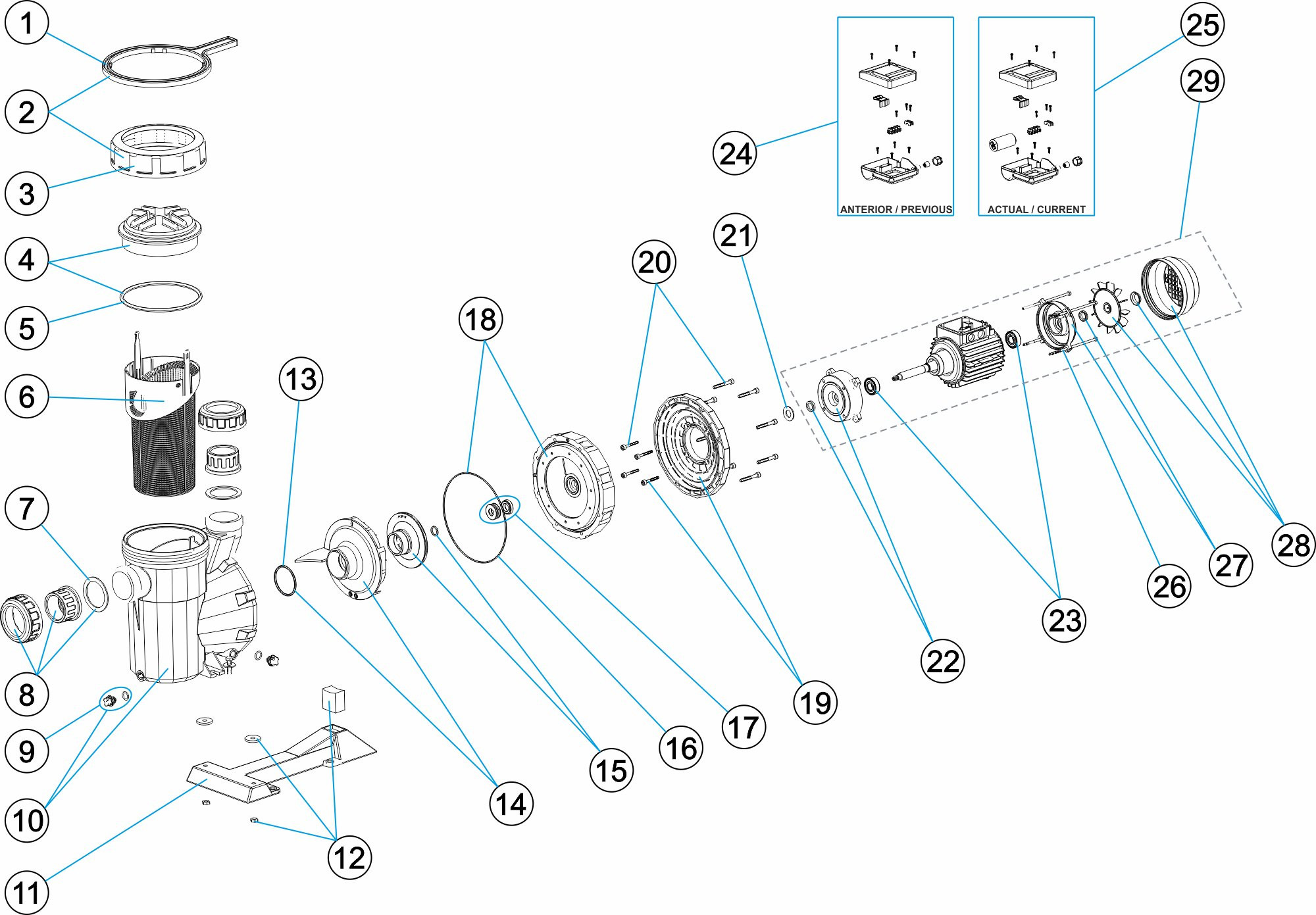 Pièces détachées pour Pompe ASTRAL VICTORIA DUALSPEED