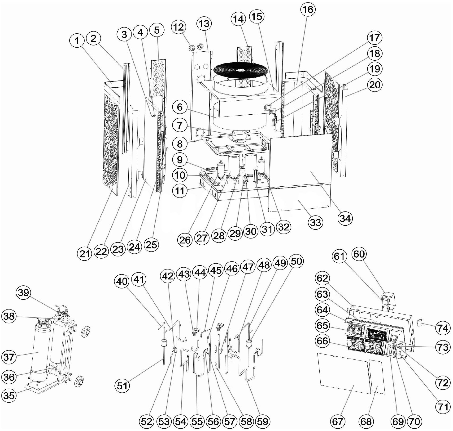 Pièces détachées pour Pompe à chaleur EXCELLIUM INVERTER 30kW, 45kW