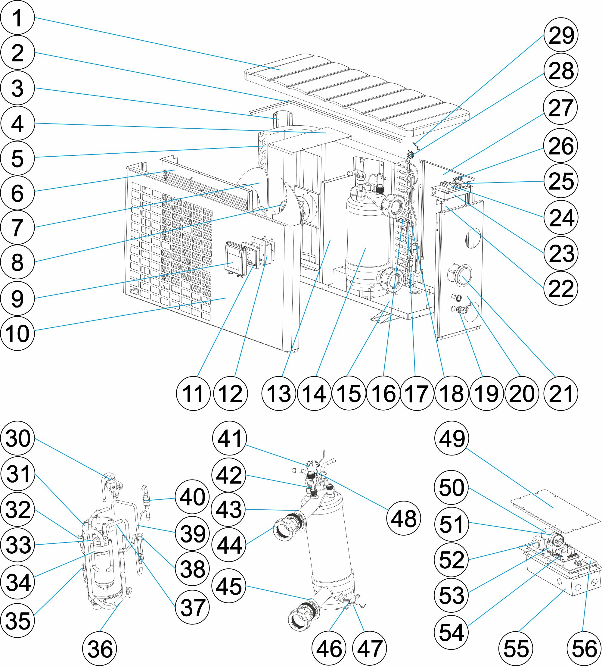 Pièces détachées pour Pompe à chaleur AQUASPHERE FSN 08, 11