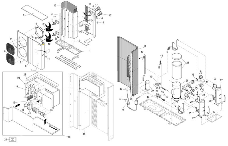 Pièces détachées pour Pompe à chaleur POWERFORCE 25, 35