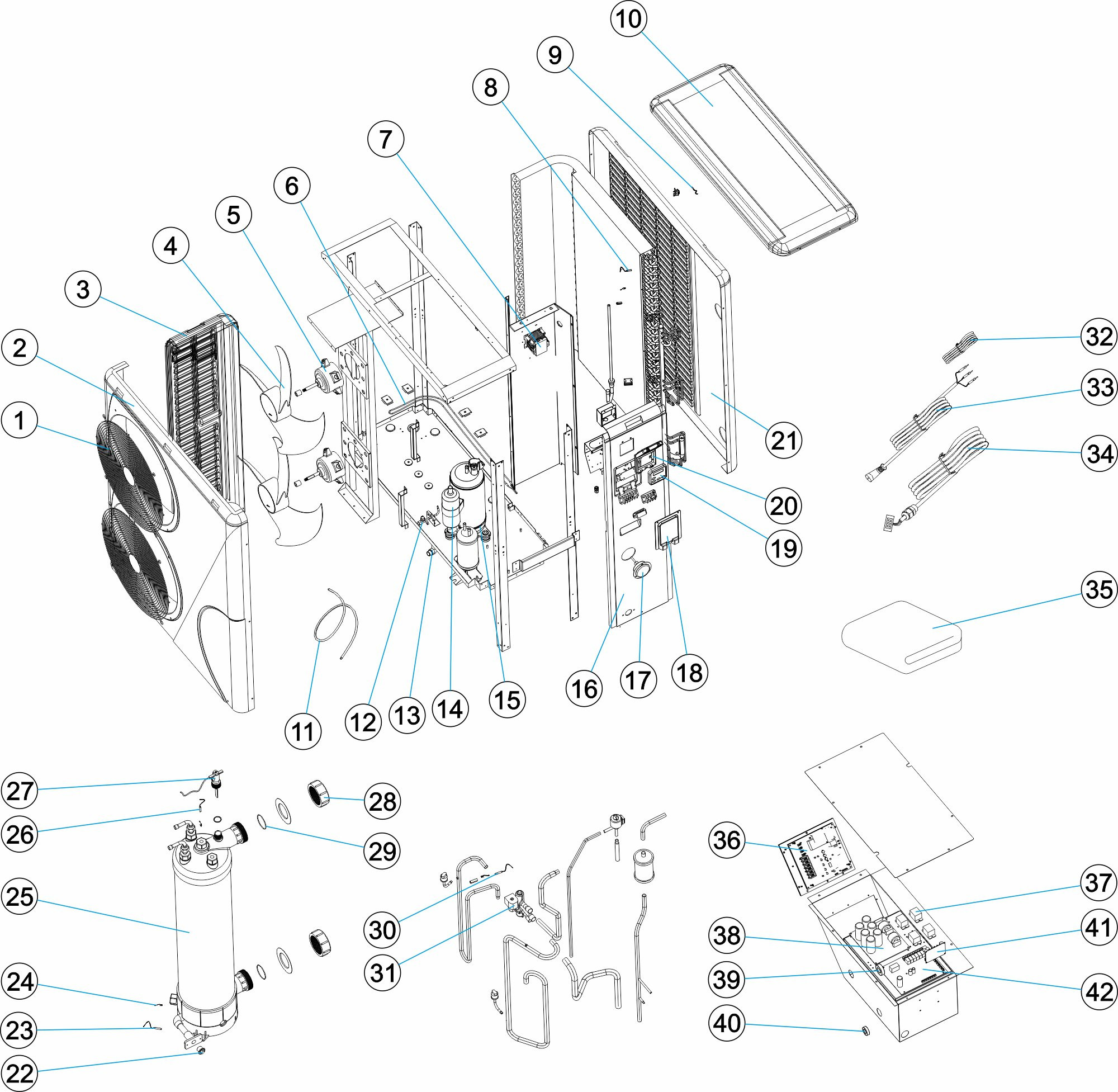 Pièces détachées pour Pompe à chaleur PRO ELYO inverboost NN R32 (2 hélices)