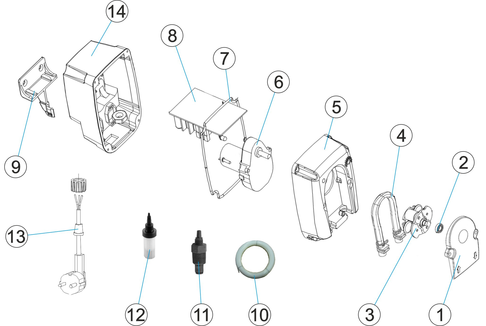 Pièces détachées pour Pompe doseuse CTX CERTIKIN 1l/h-3bar - 12l/h-1bar