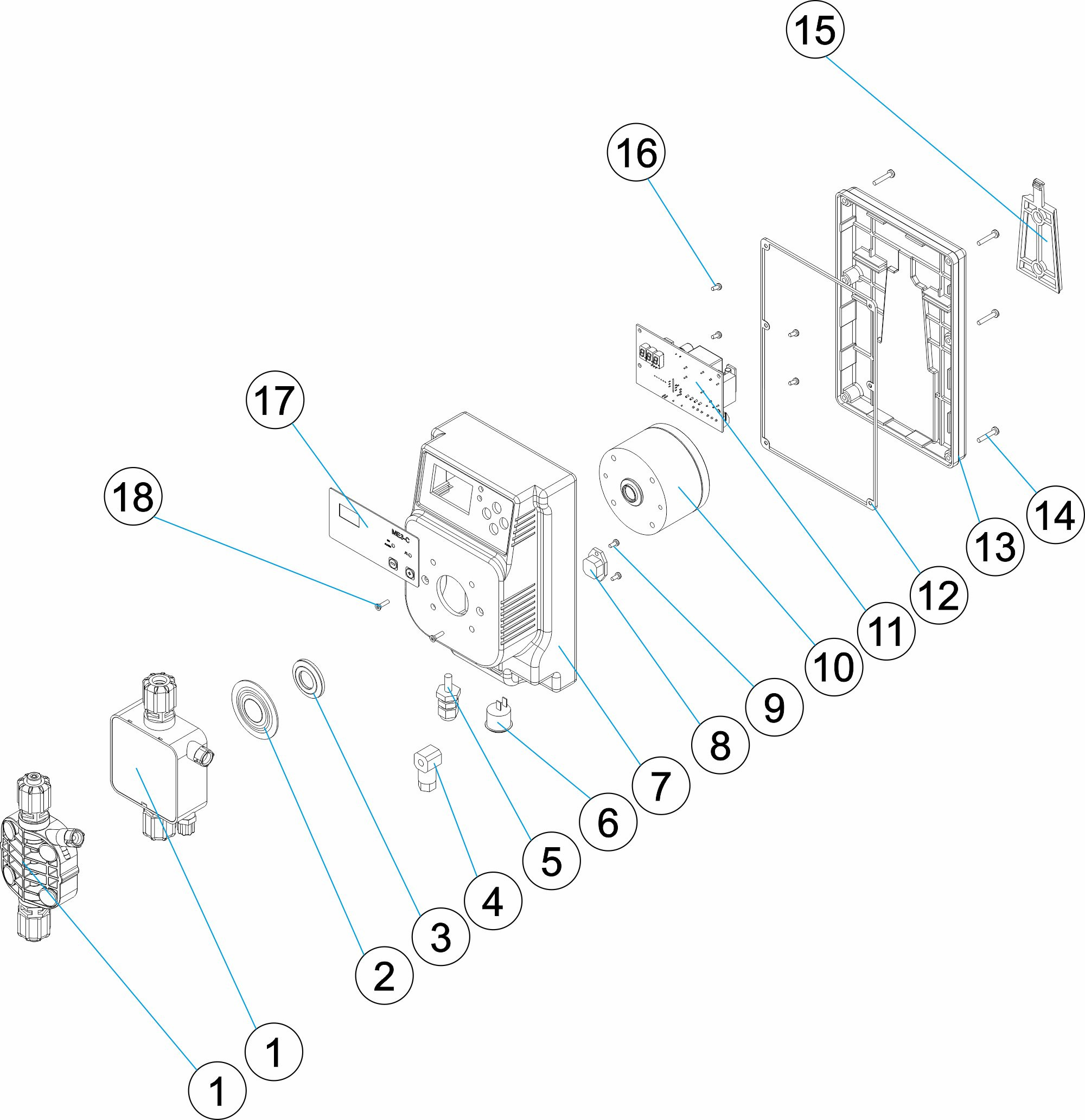 Pièces détachées pour Pompe doseuse MAXI PLUS ME3-C