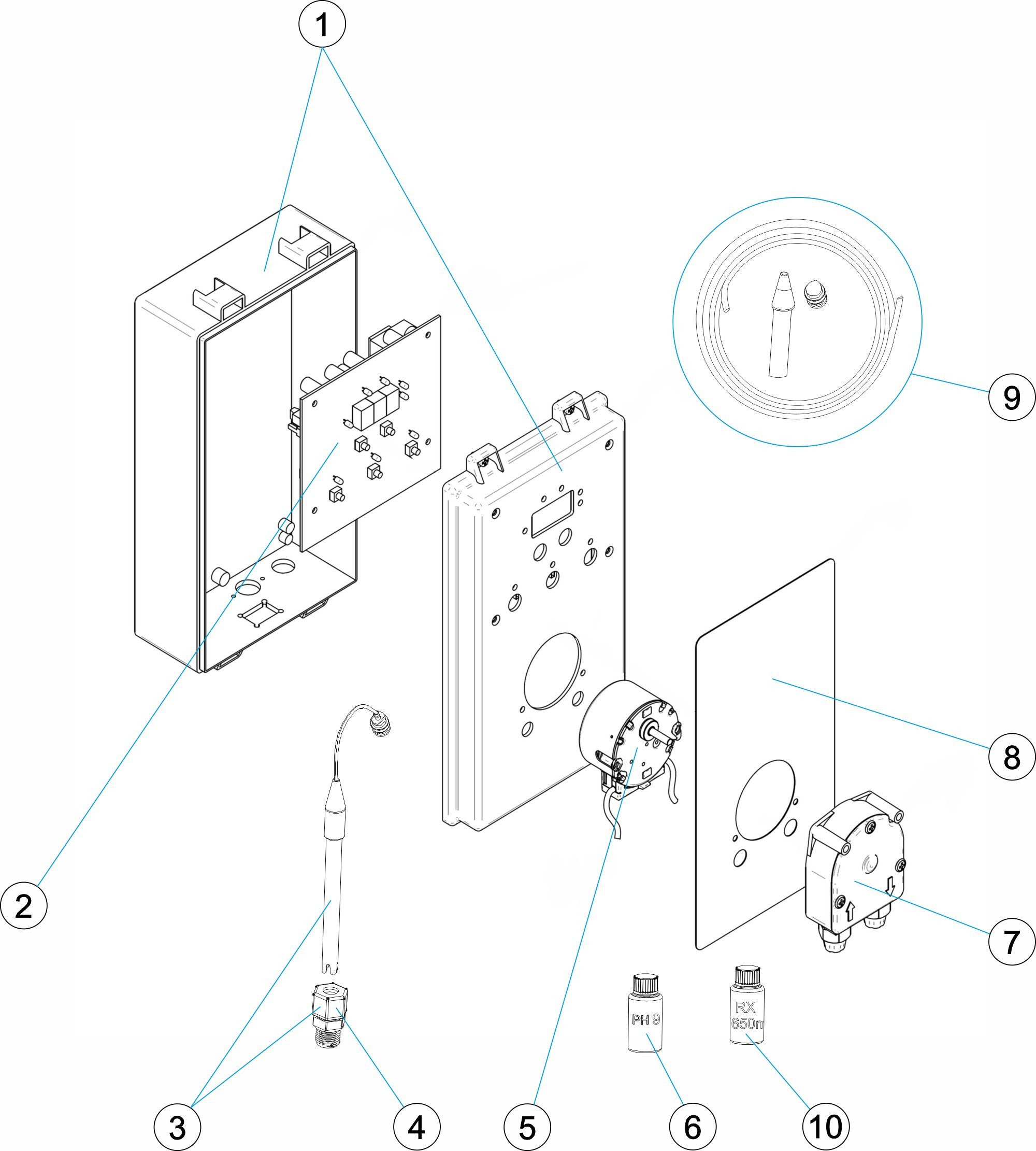 Pièces détachées pour Pompe doseuse MYPOOL pH/RX