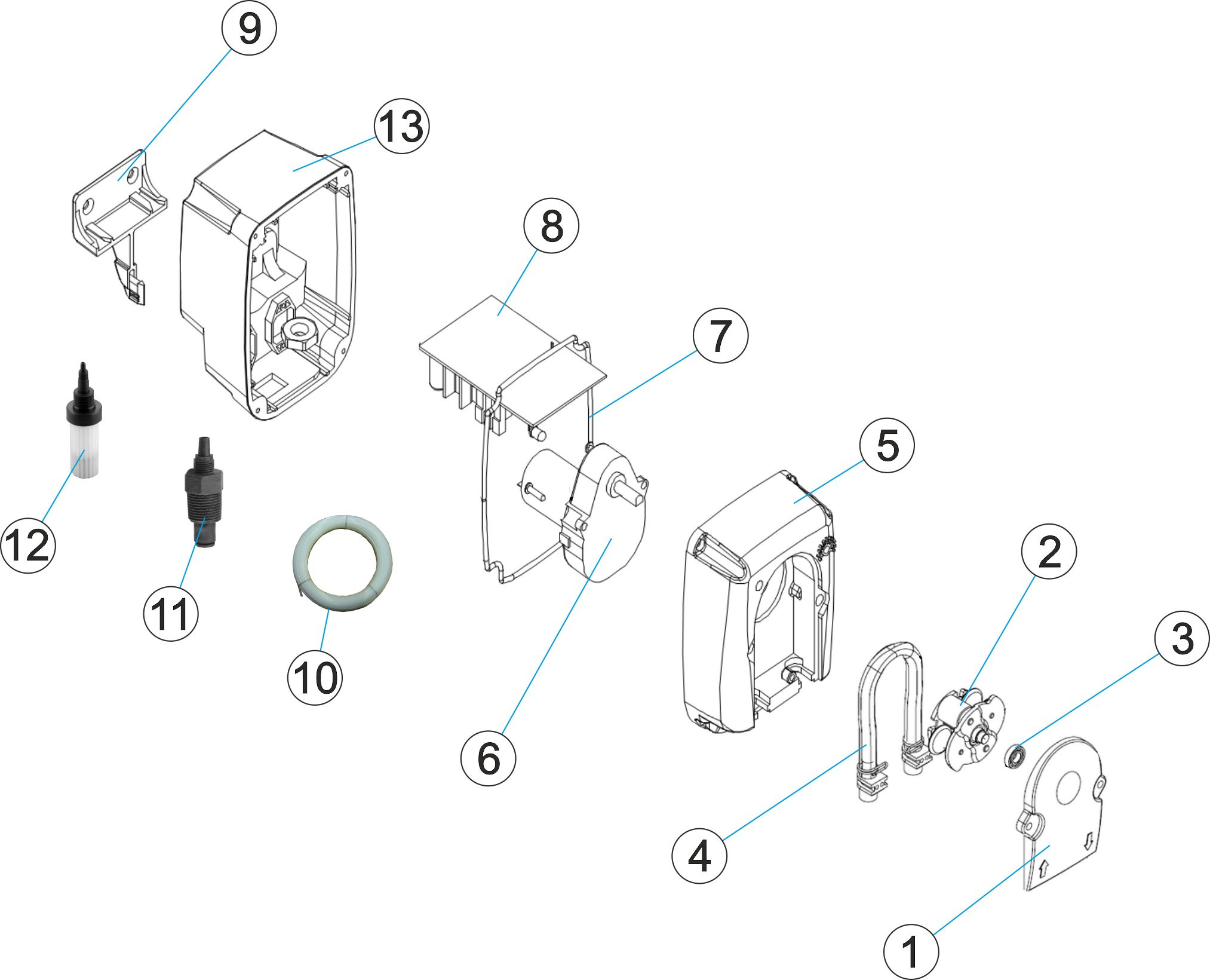 Pièces détachées pour Pompe péristaltique CTX CERTIKIN 1l/h-3bar, 6l/h-1bar