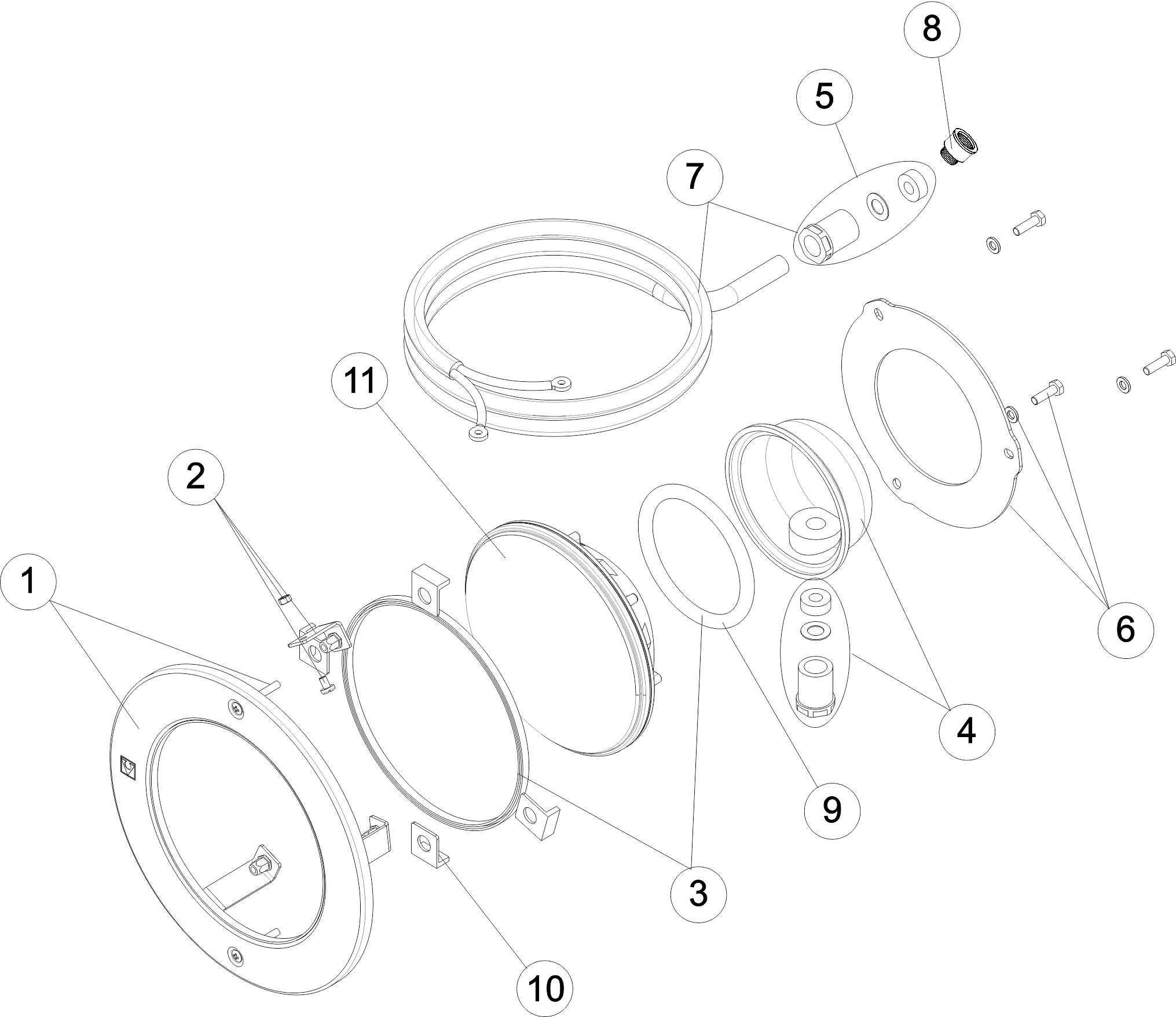 Pièces détachées pour Projecteur Ø 250 2.00 RGB/BLANC