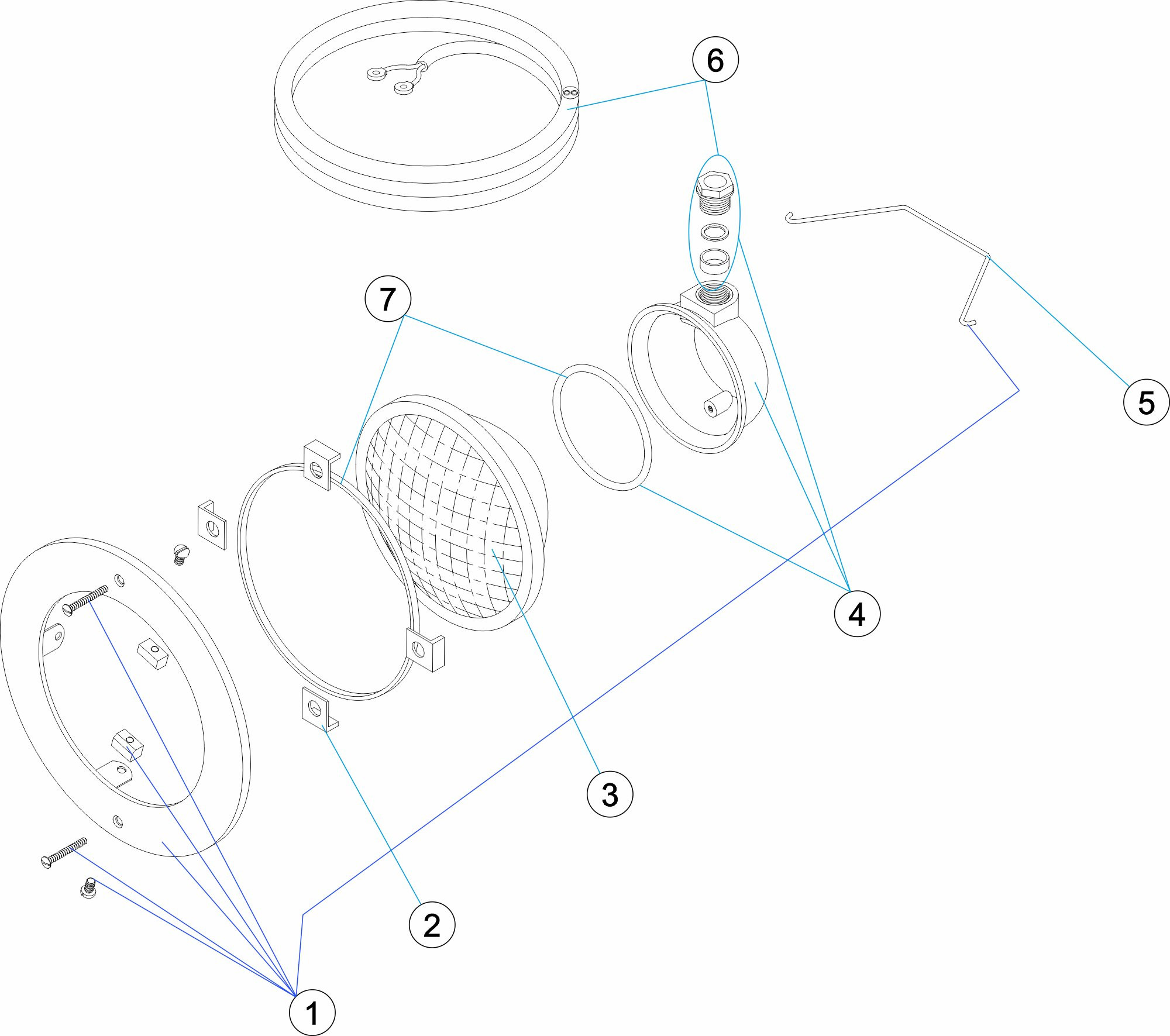 Pièces détachées pour Projecteur Ø 250 avec niche