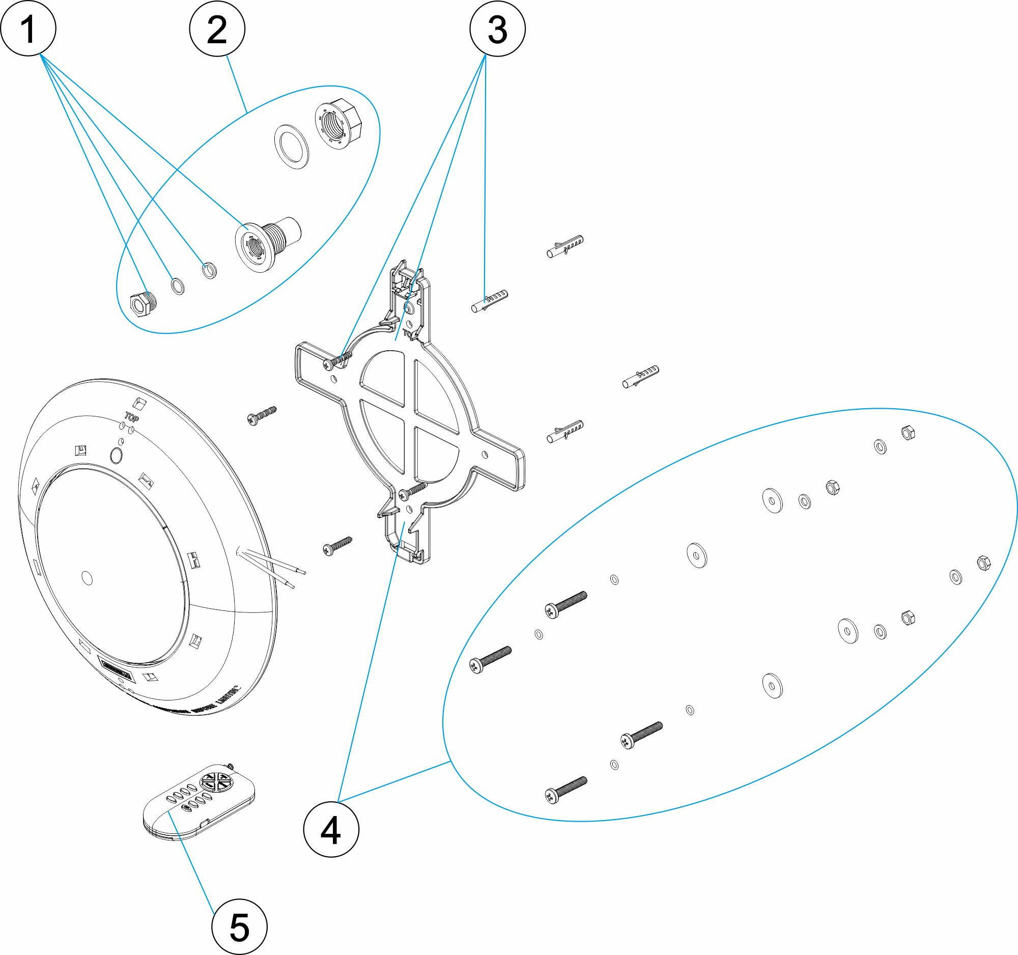 Pièces détachées pour Projecteur AQUASPHERE LED PLAT