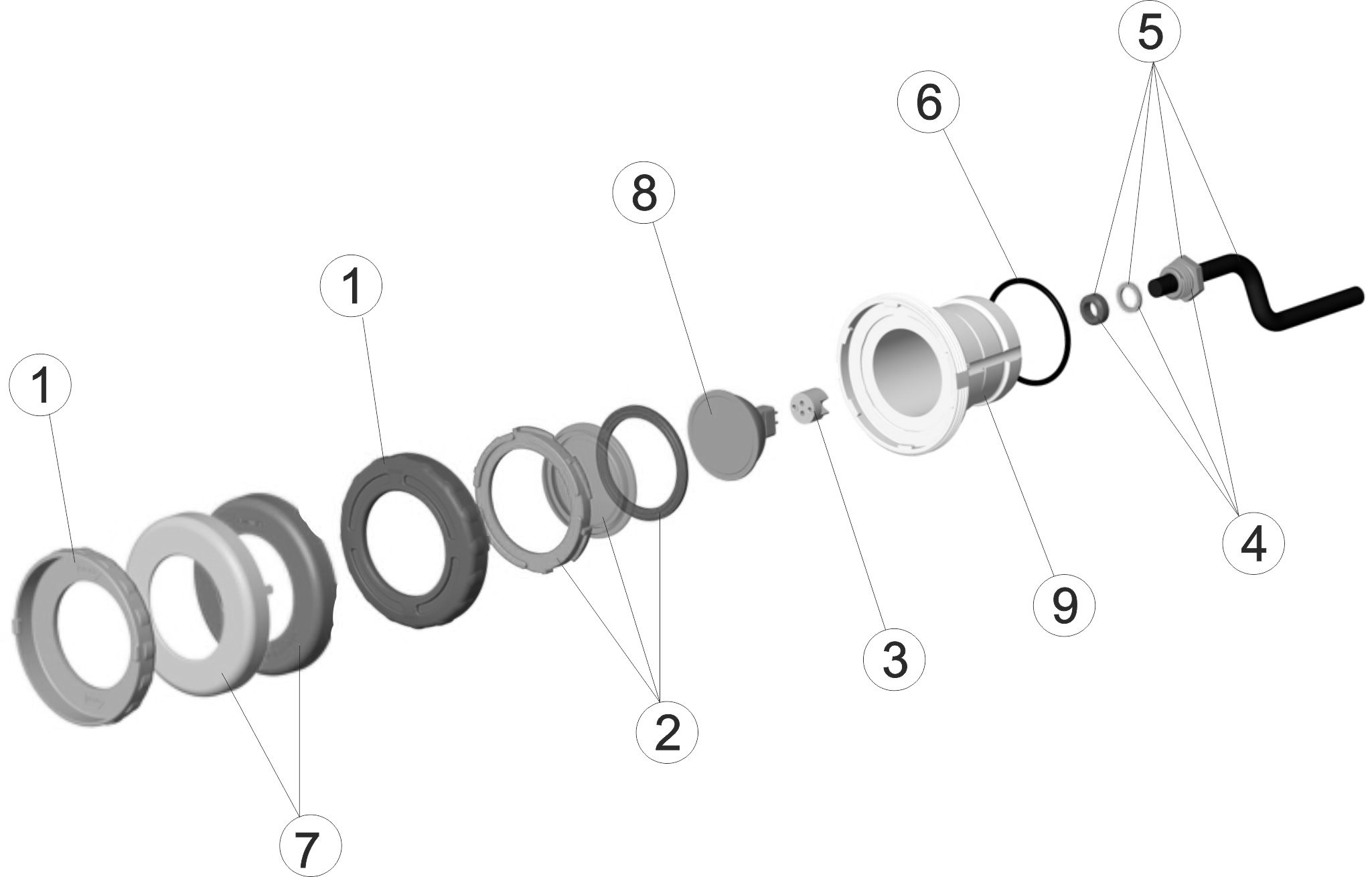 Pièces détachées pour Projecteur MINI blanc/inox fixation rapide