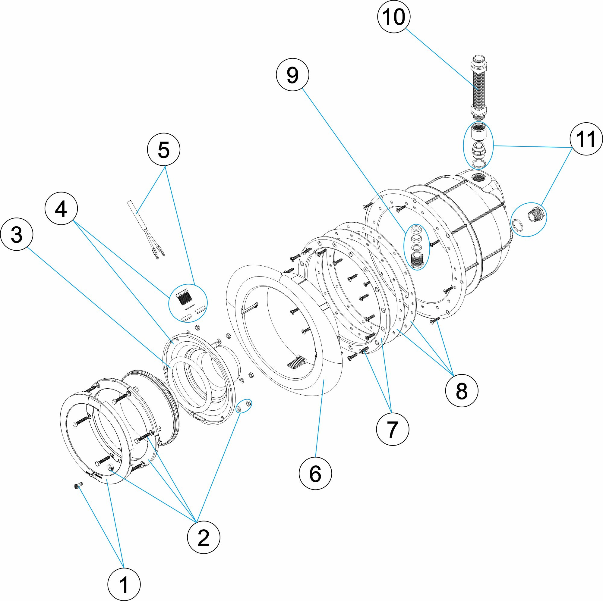 Pièces détachées pour Projecteur orientable parker LINER