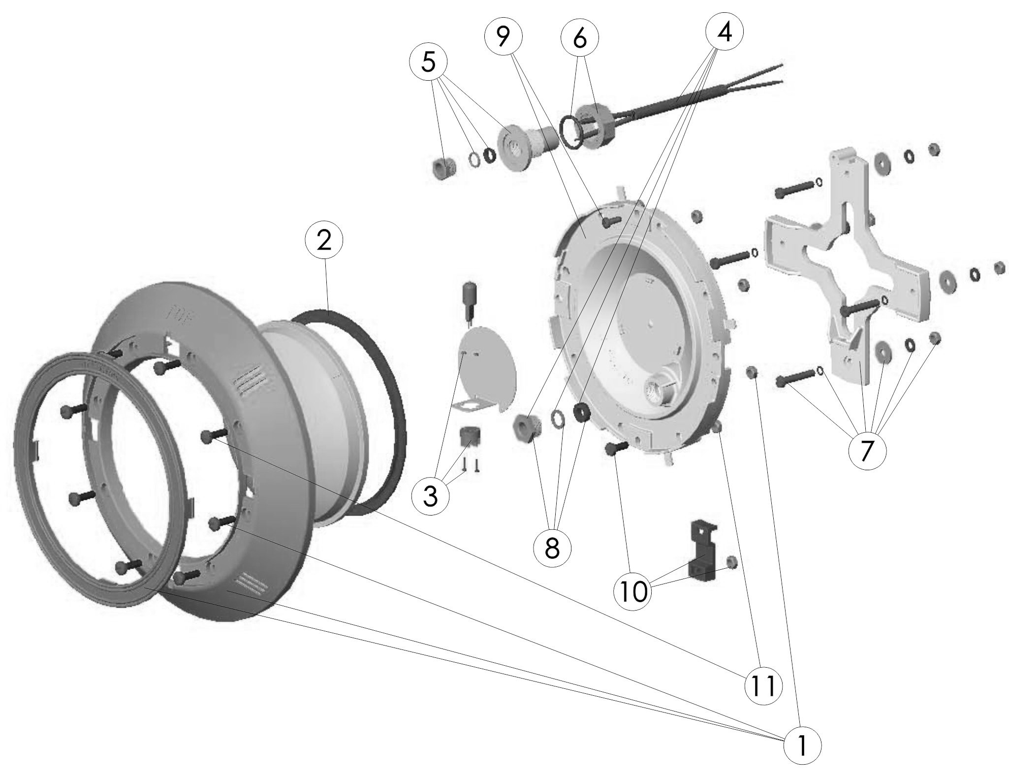 Pièces détachées pour Projecteur plat piscine PRÉFABRIQUÉ