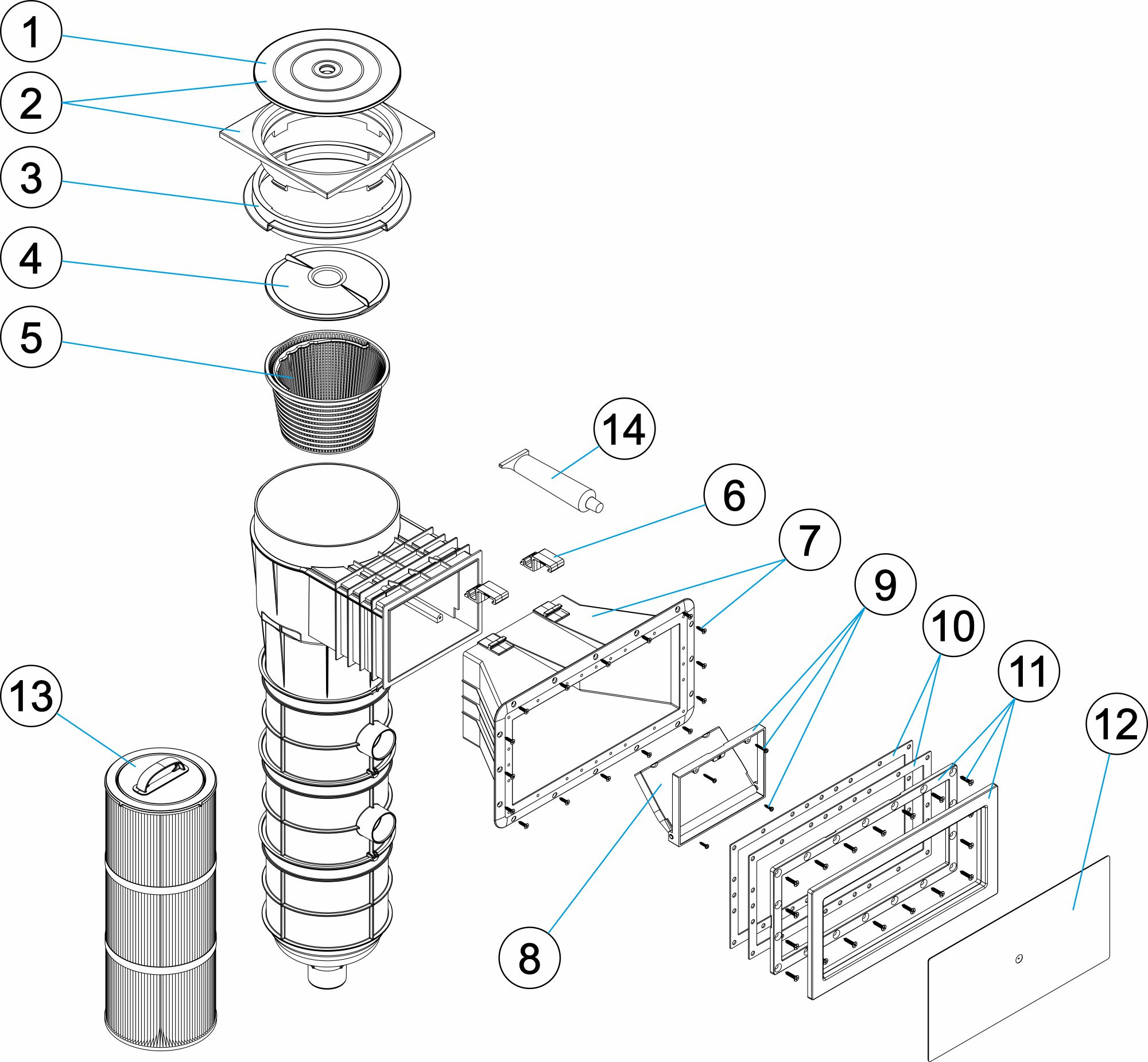 Pièces détachées pour Skim-filtre cartouche 16-20 piscine préfabriquée panneaux liner