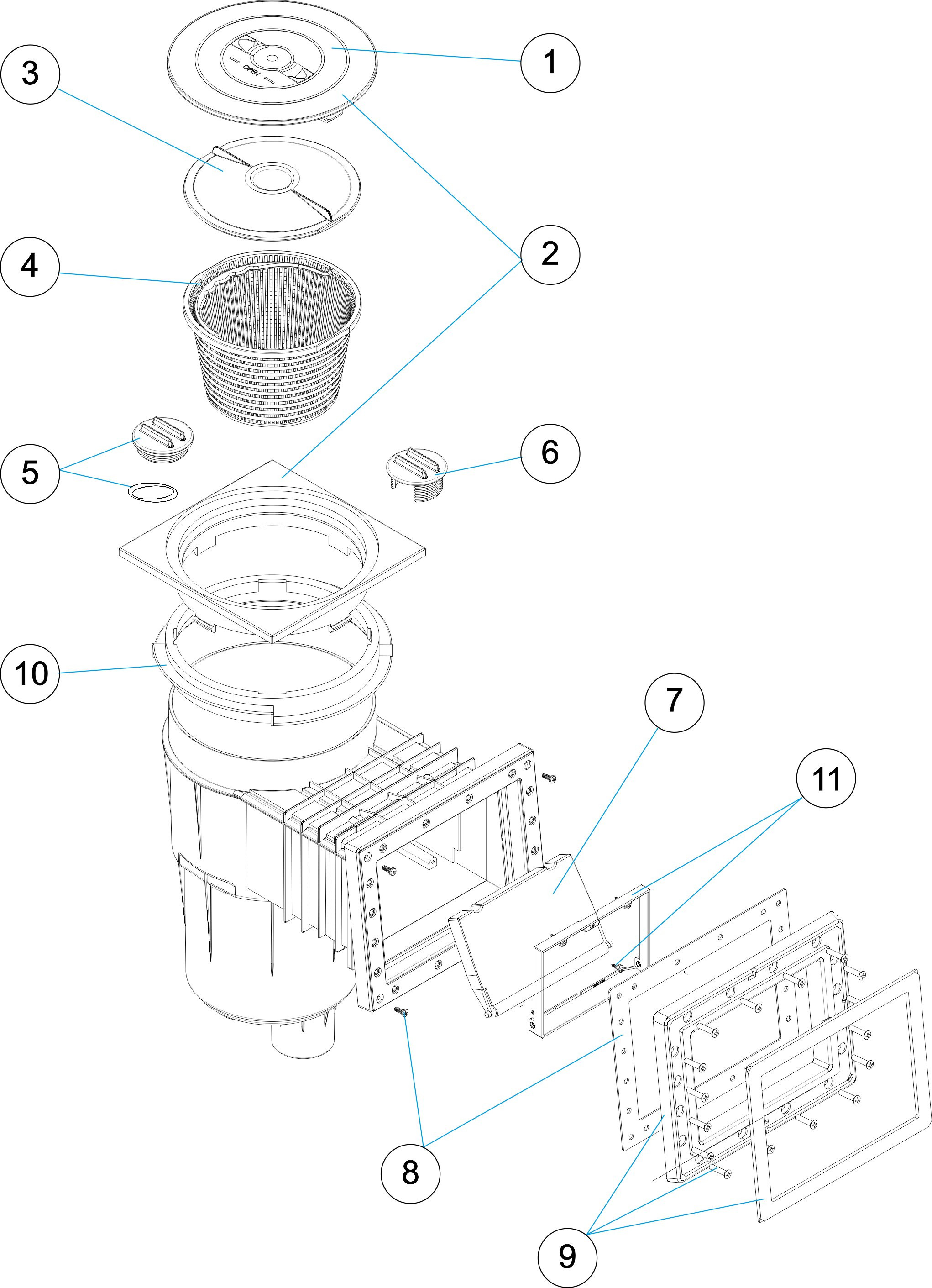 Pièces détachées pour Skimmer 17,5L petite meurtrière, couvercle carré LINER