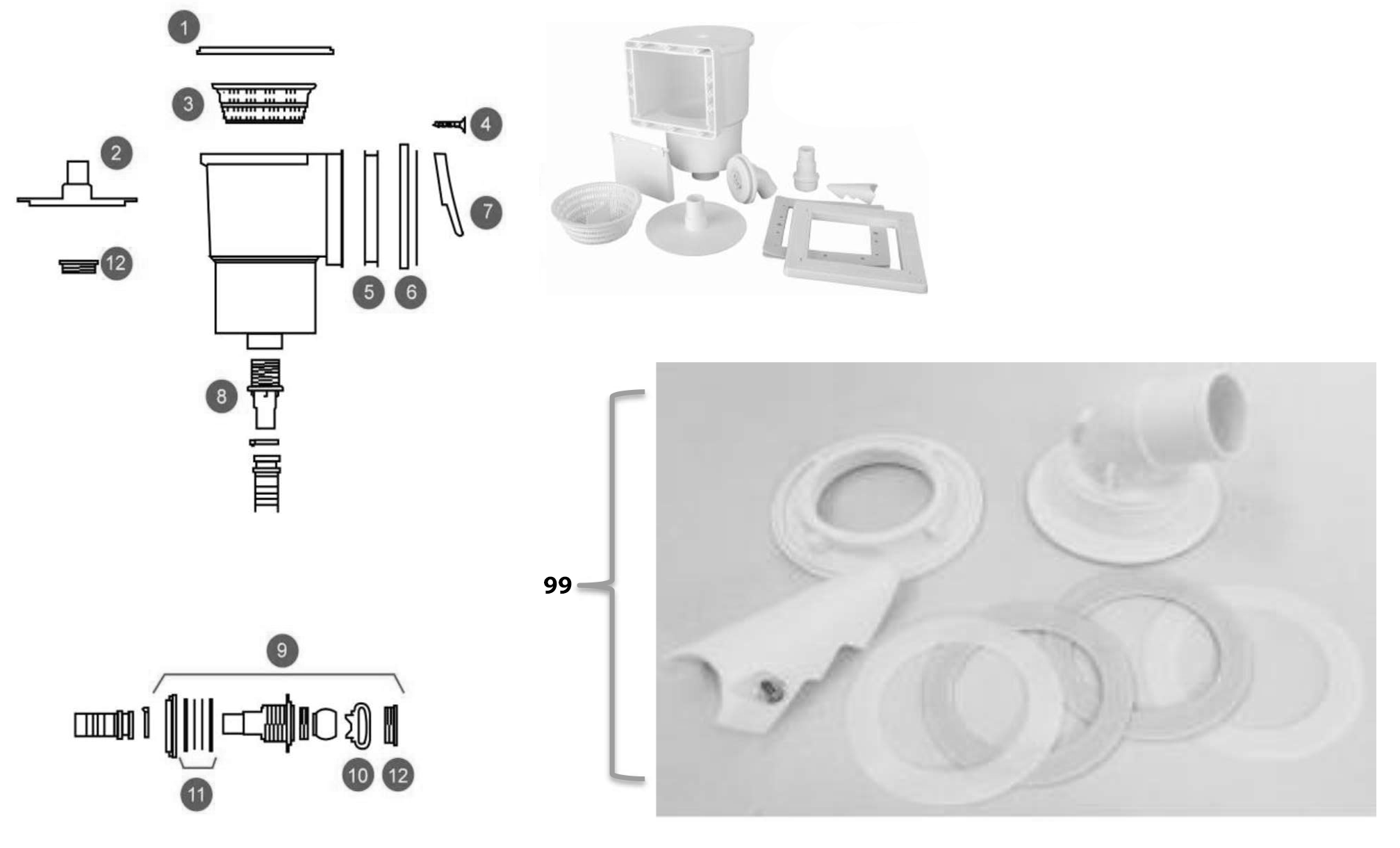 Pièces détachées pour Skimmer AR-100W avec buse