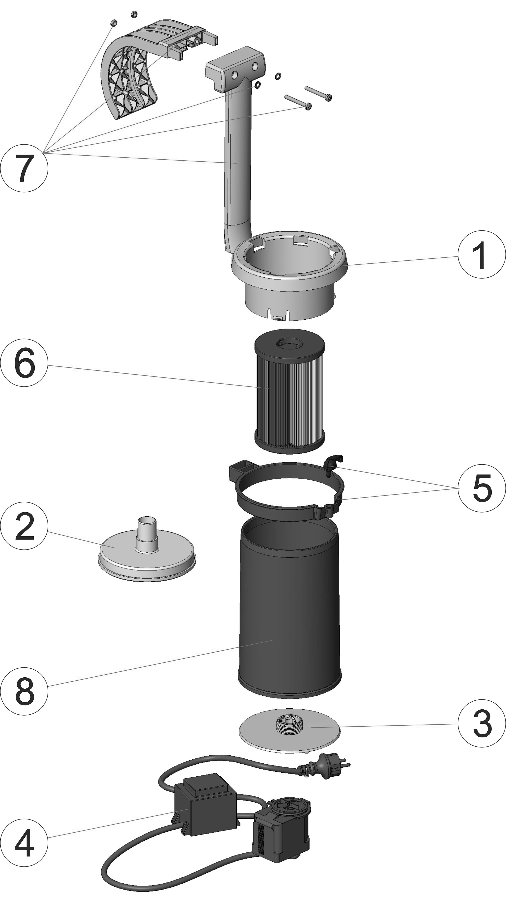 Pièces détachées pour Skimmer à cartouche piscine autoportante 2000-4000 L/h
